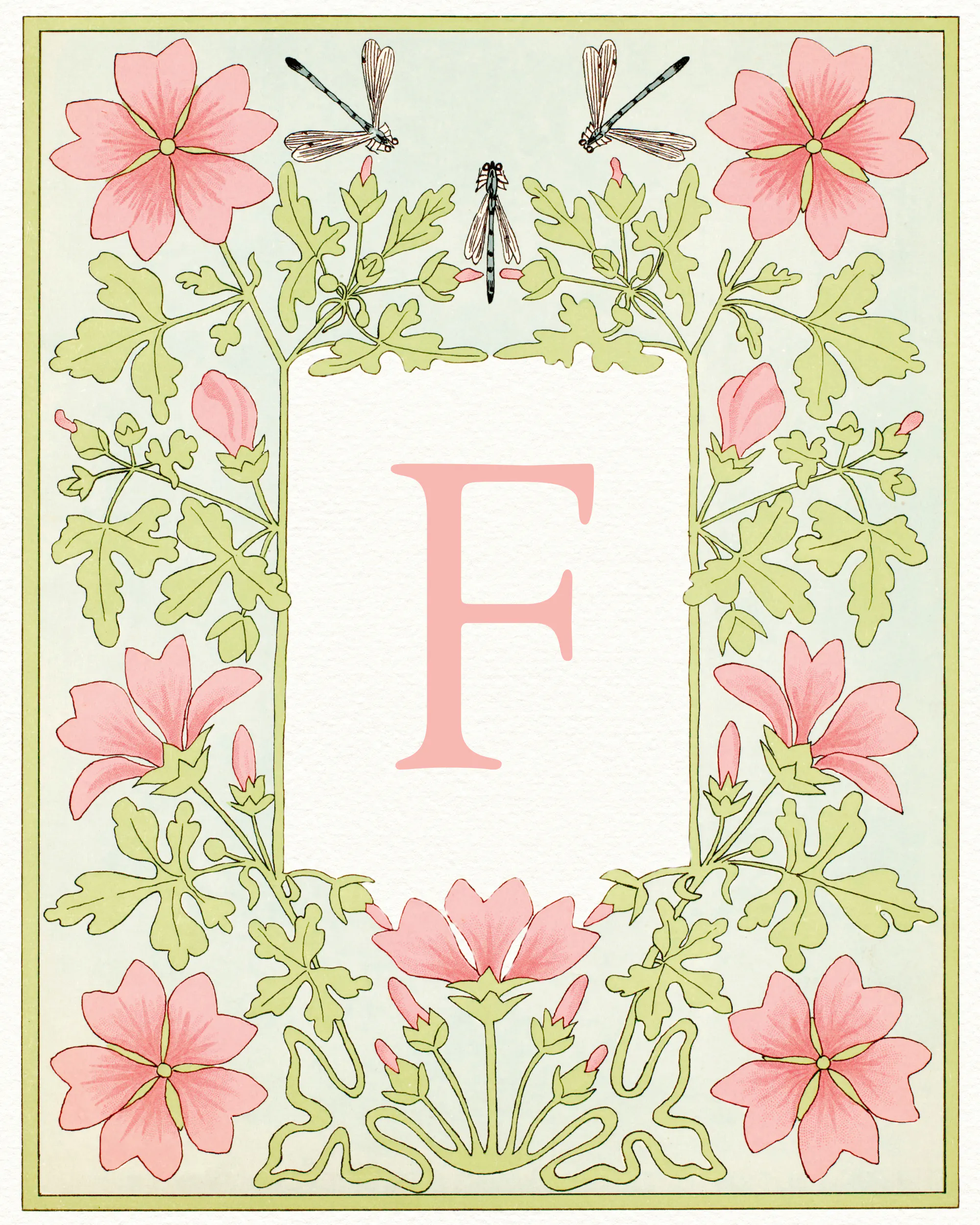 Pink Floral Letter - F Poster 0