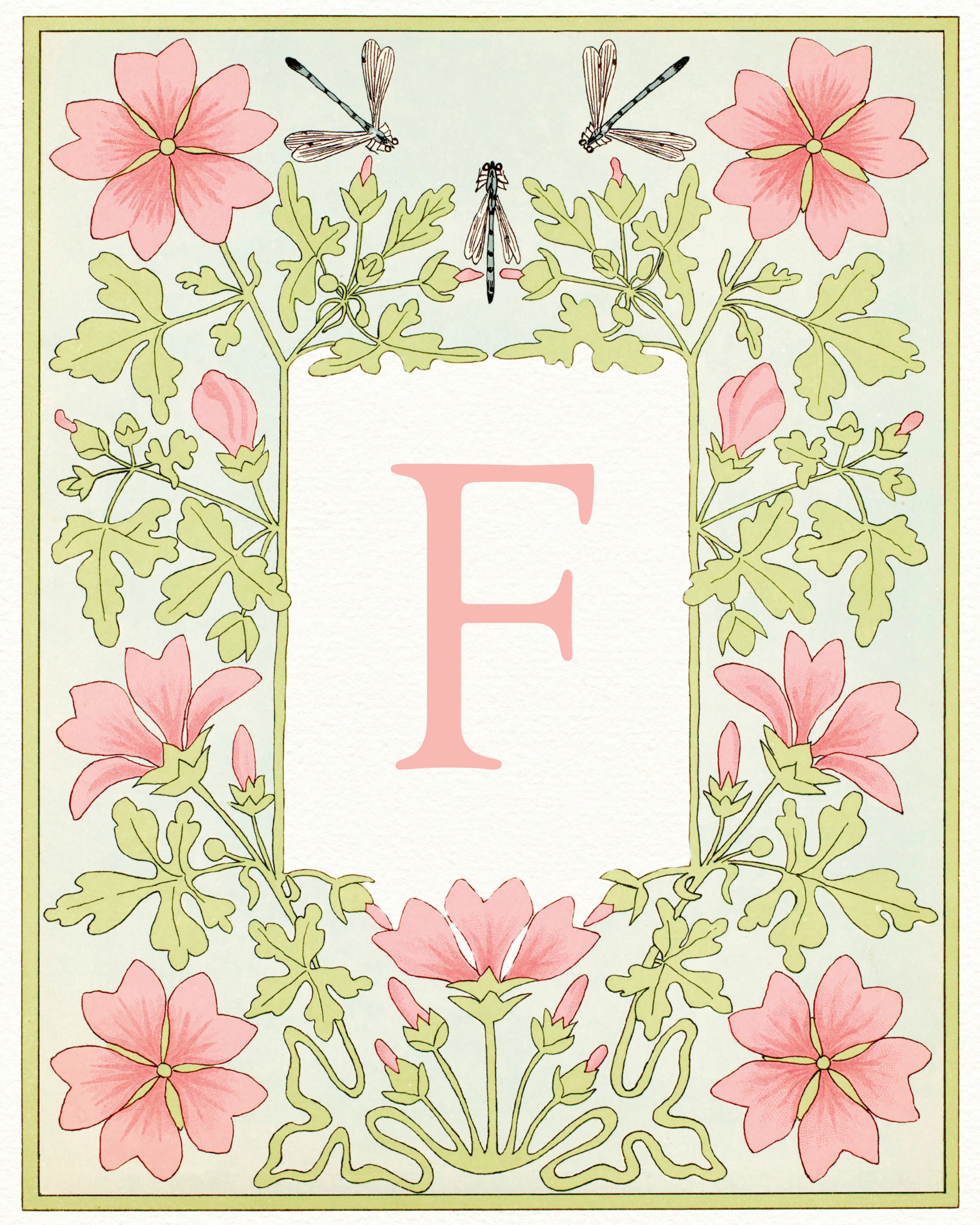Pinkki Kukkakirjain - F Juliste 0