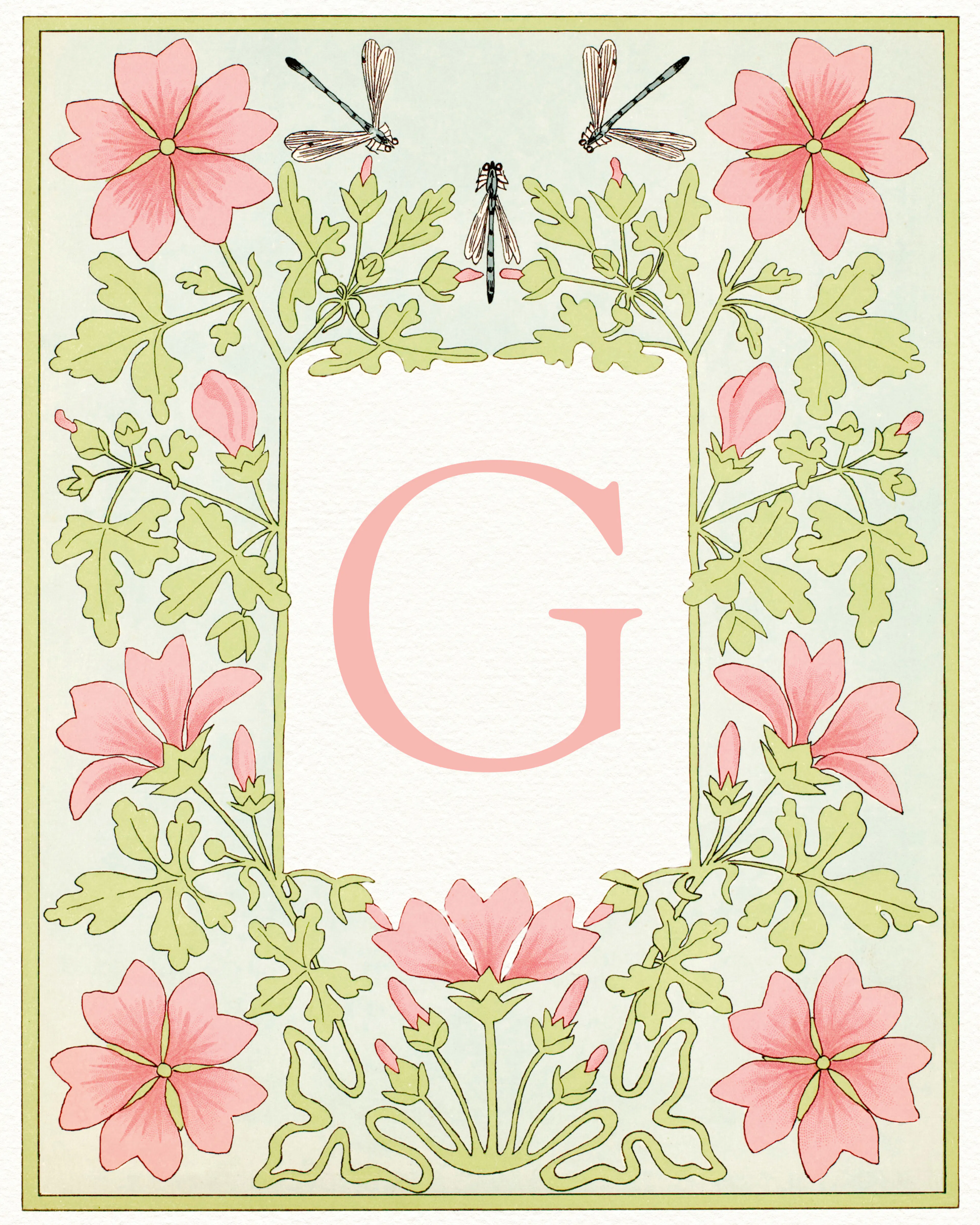 Pink Floral Letter - G Poster 0