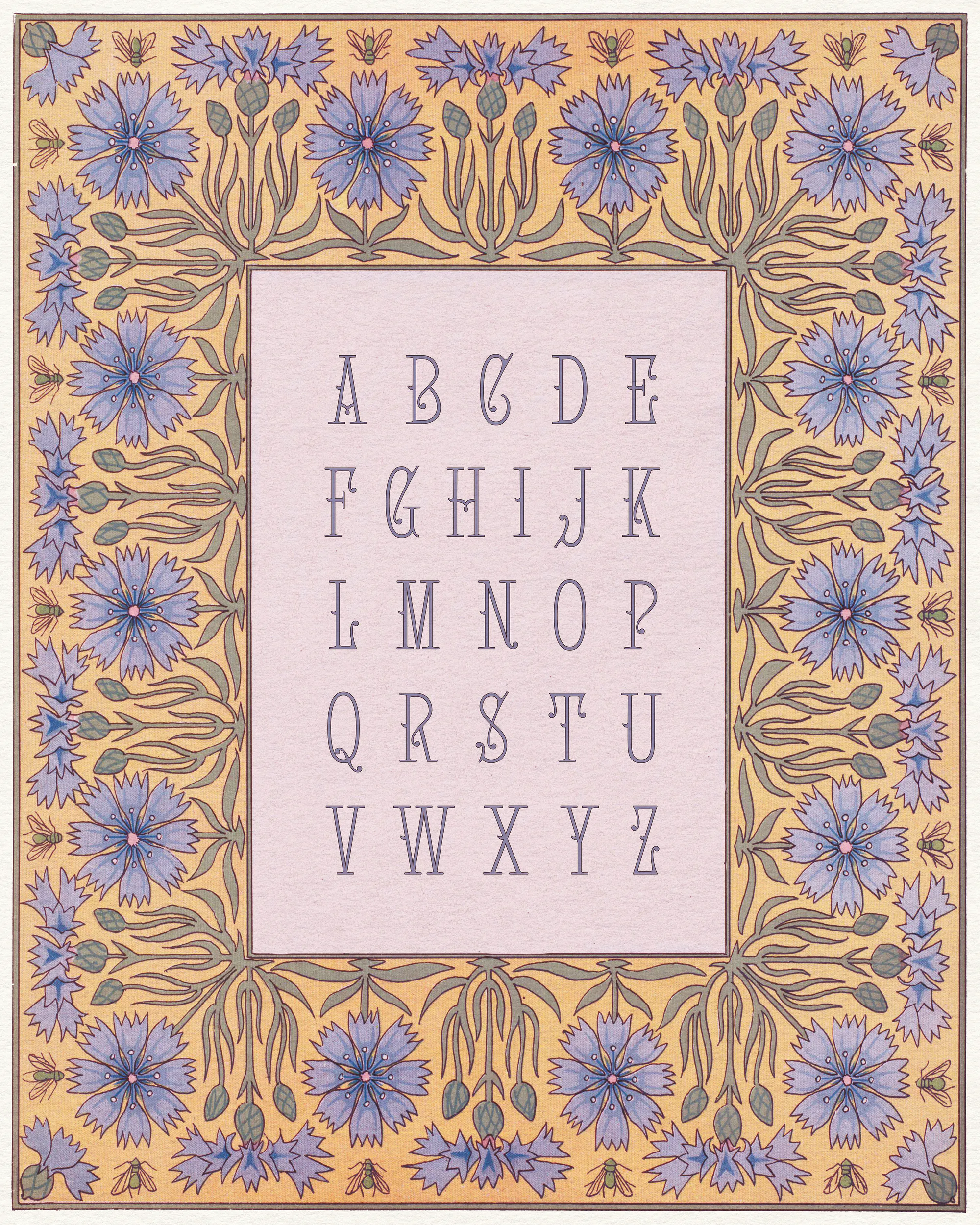 Lila Vintage Floral Alphabet Poster 0