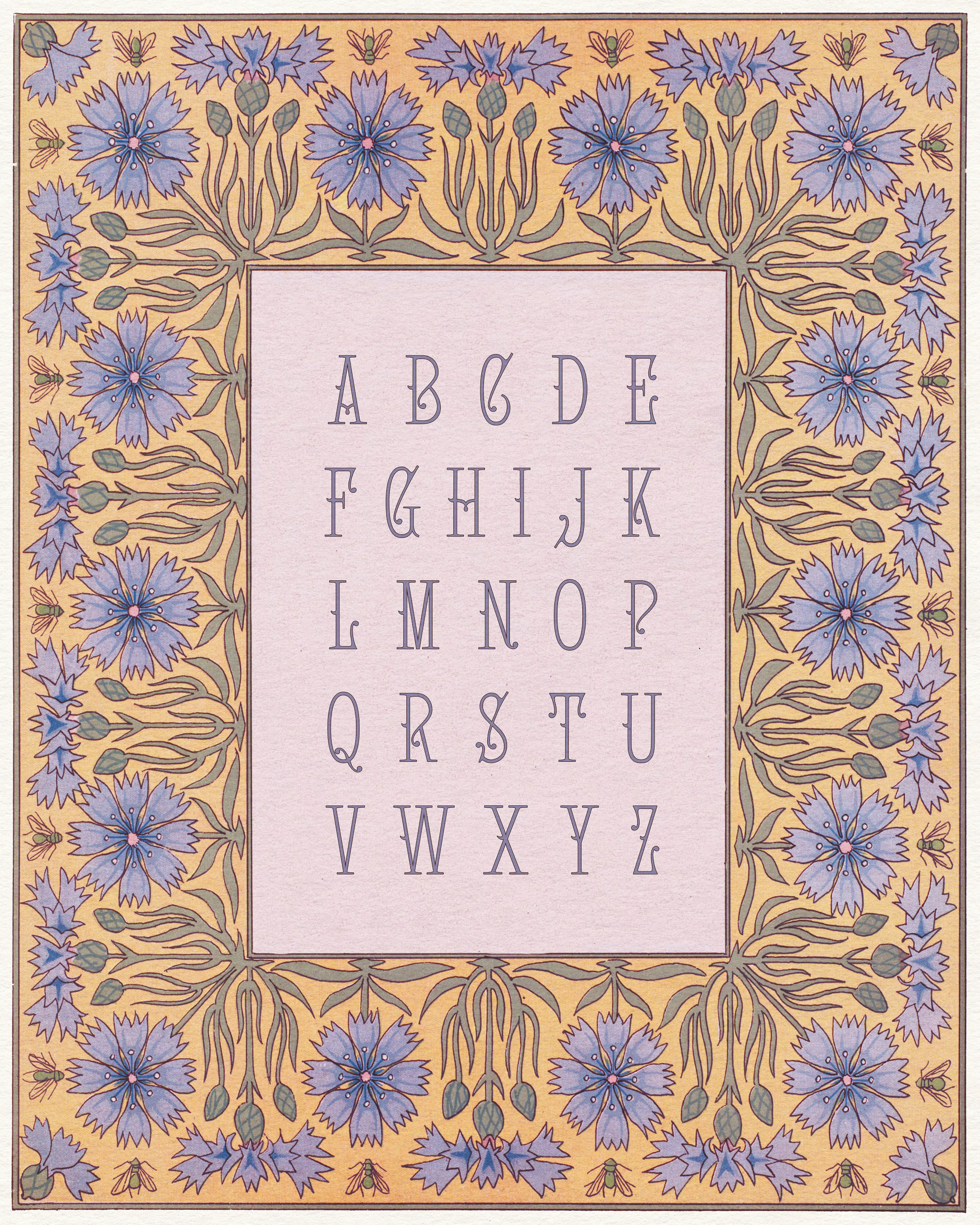 Purple Vintage Floral Alphabet Poster 0