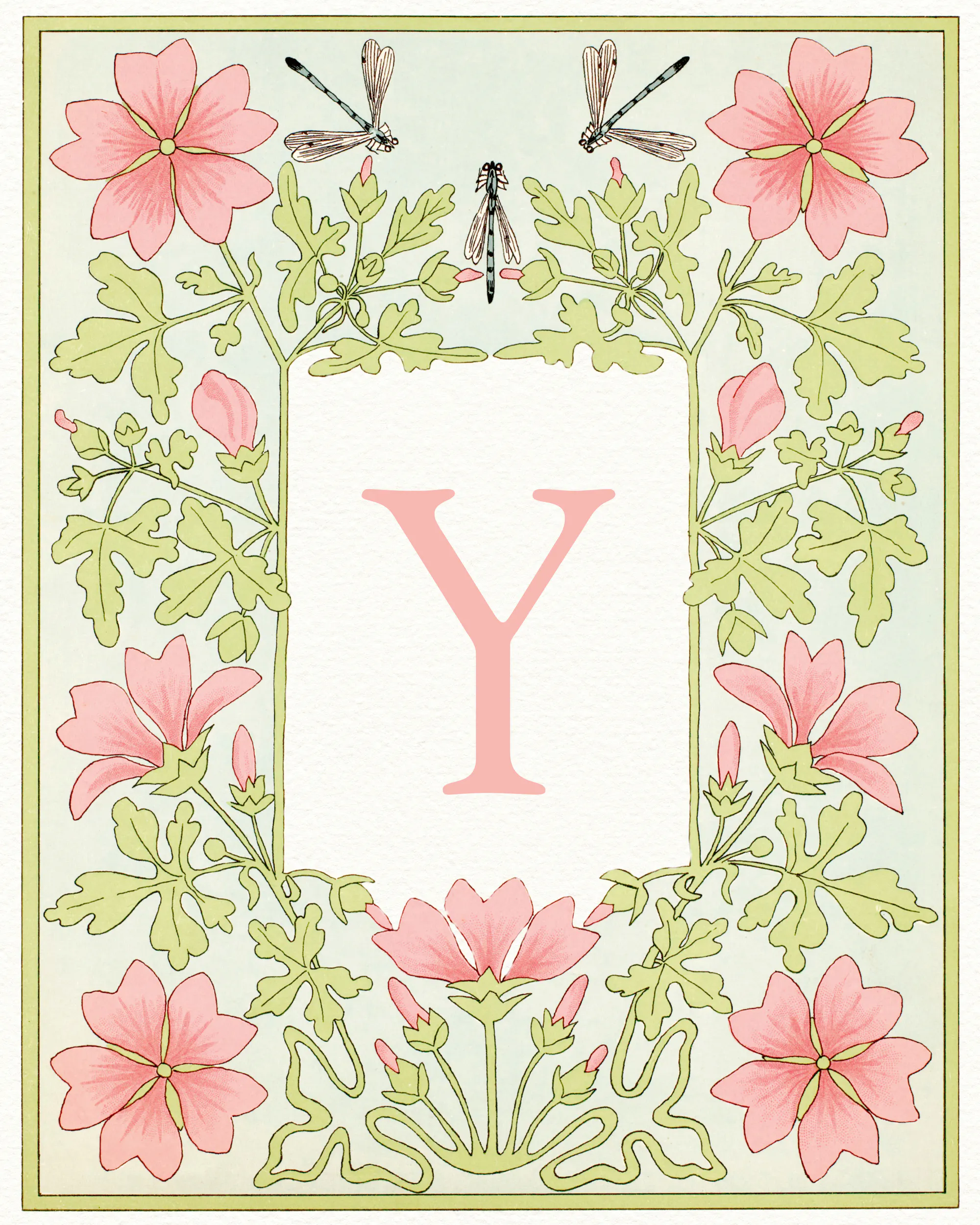 Pink Floral Letter - Y Poster 0