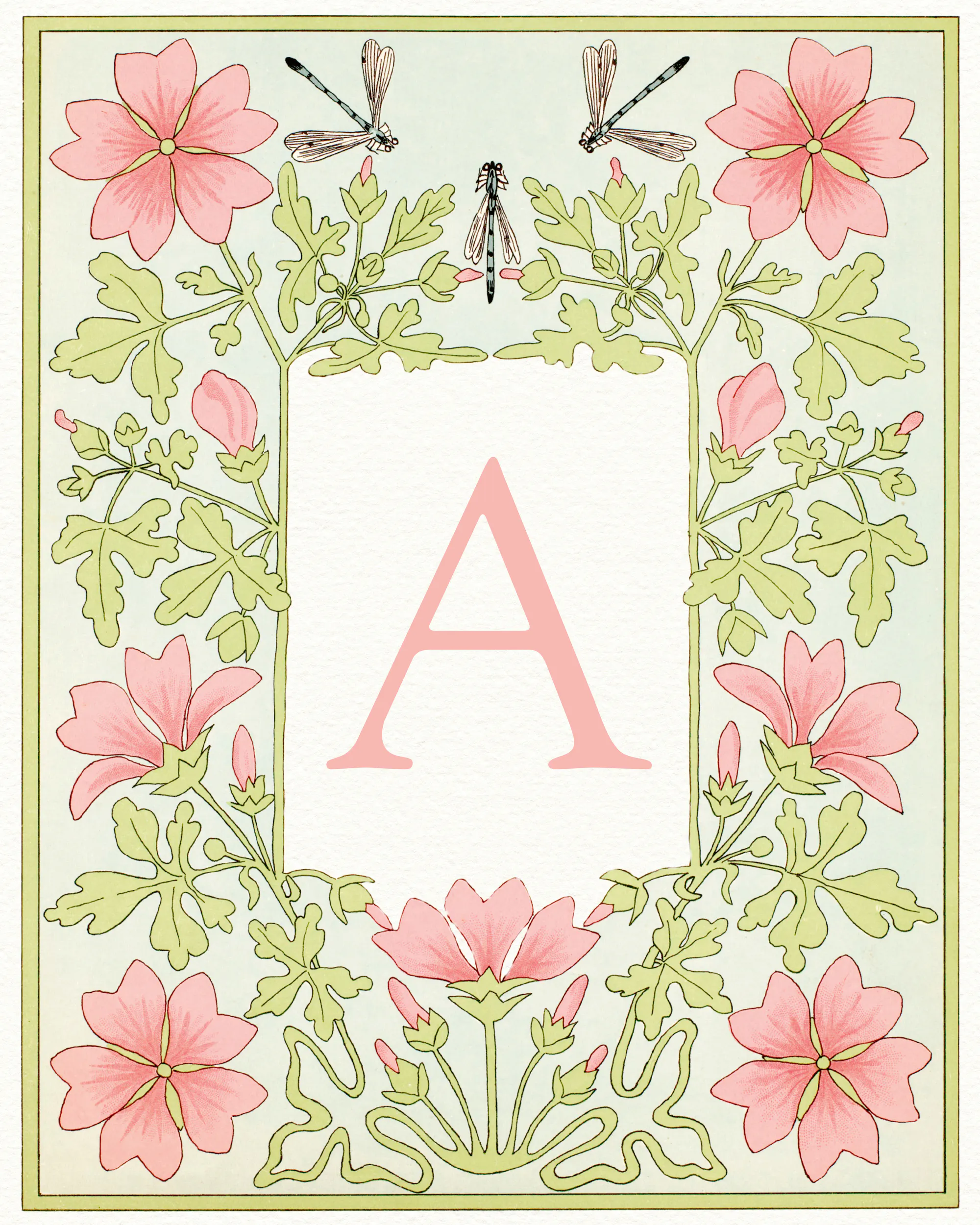Pink Floral Letter - A Poster 0