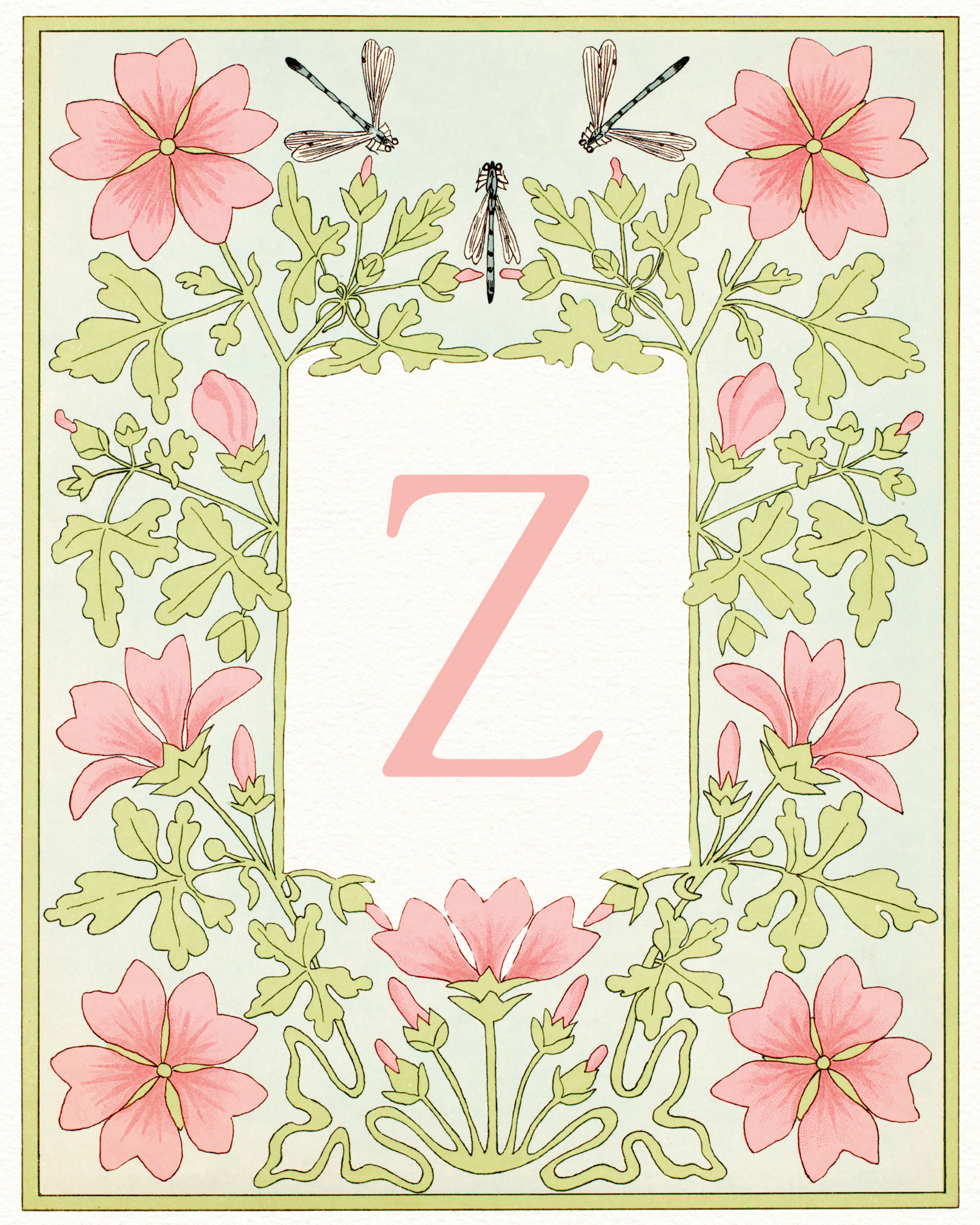 Pink Floral Letter - Z Poster 0