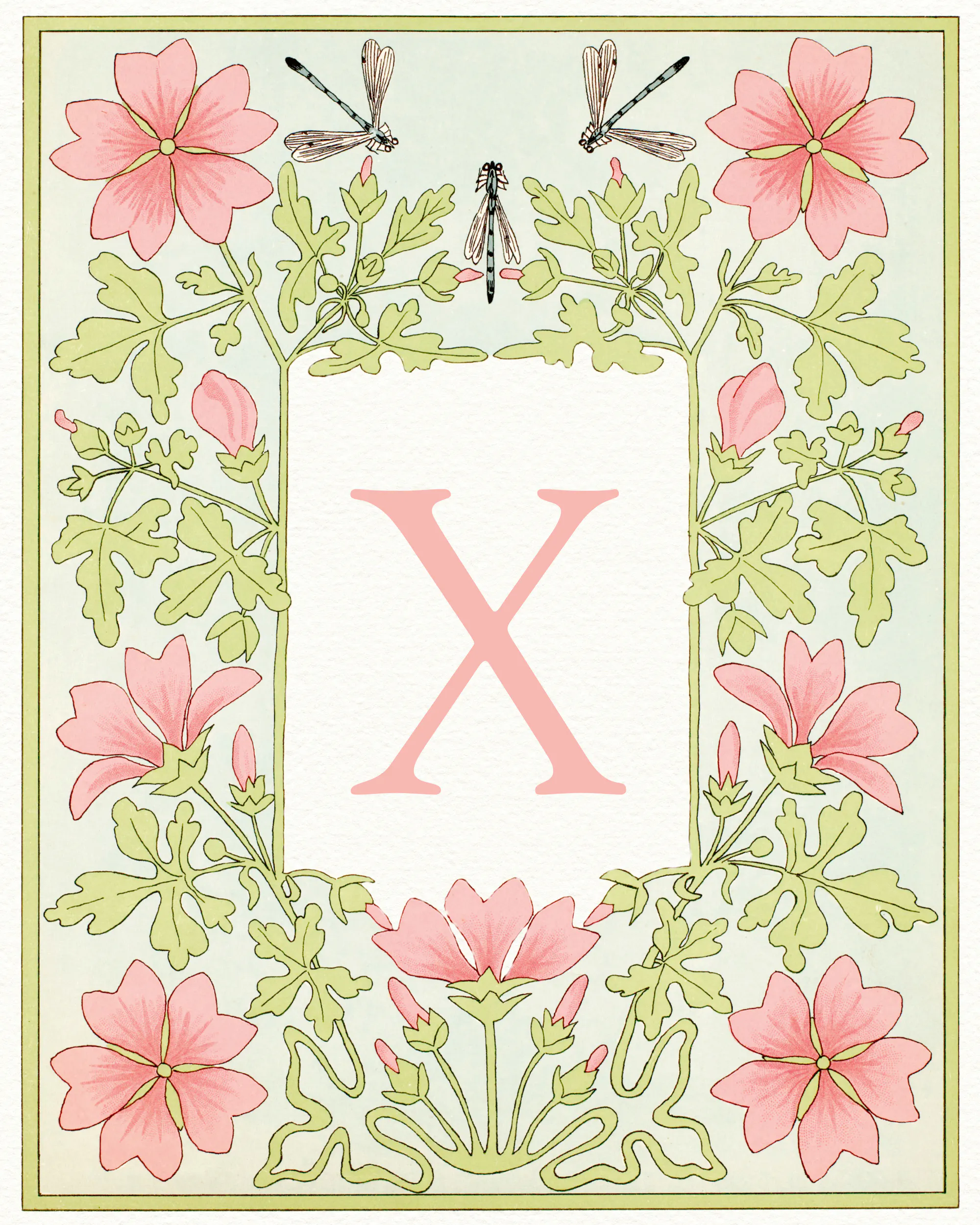 Pink Floral Letter - X Poster 0