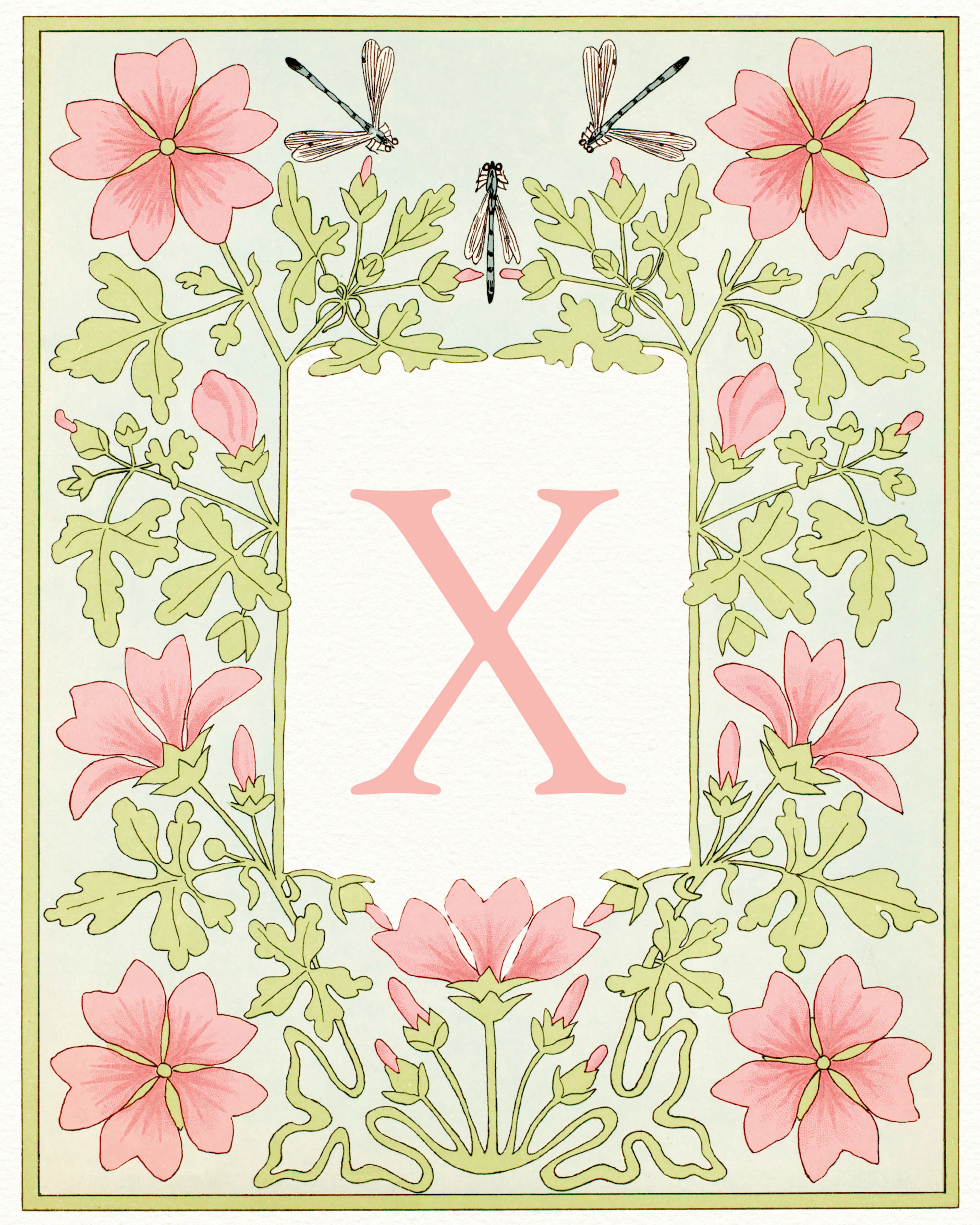 Pink Floral Letter - X Poster 0