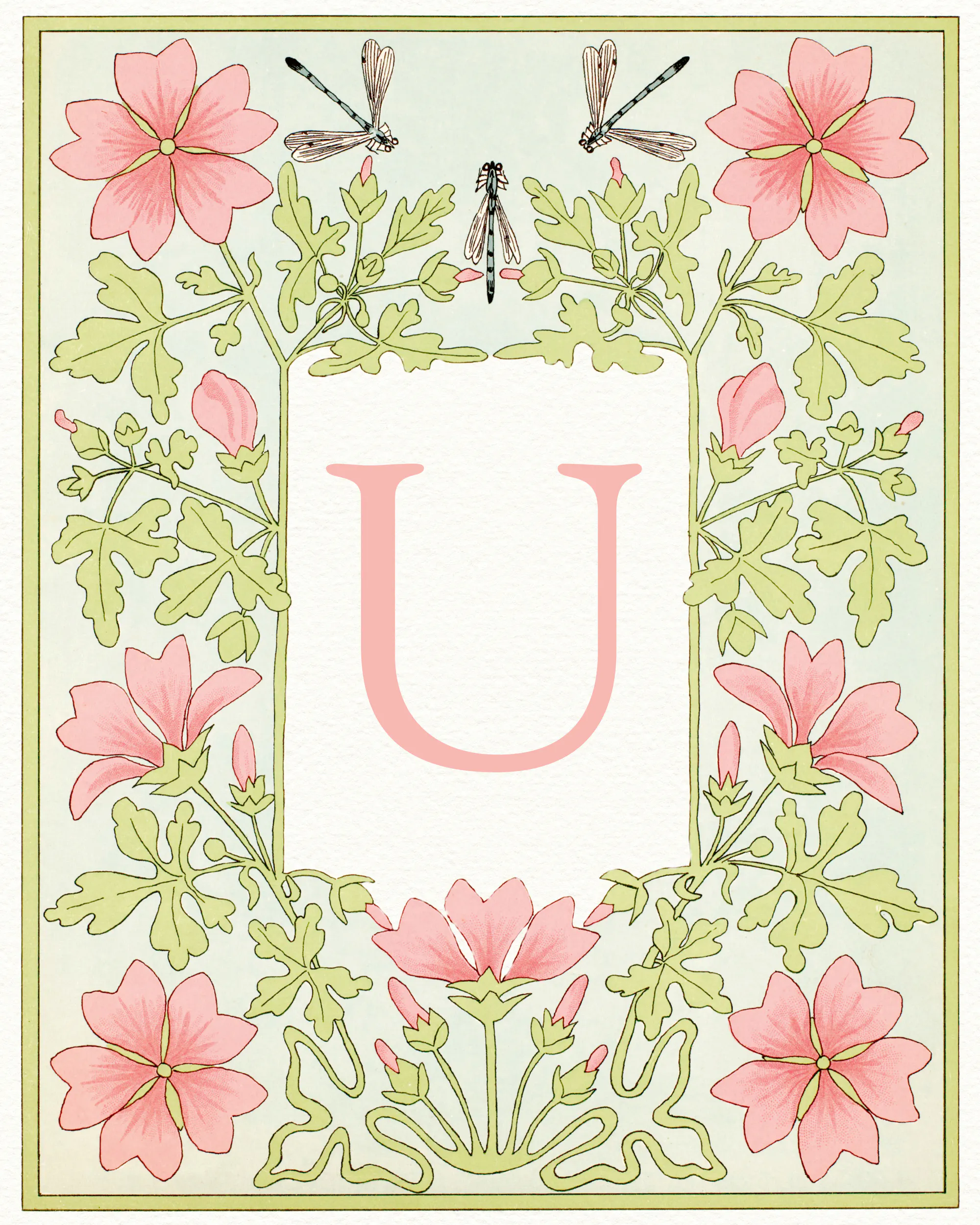 Pink Floral Letter - U Plakat 0