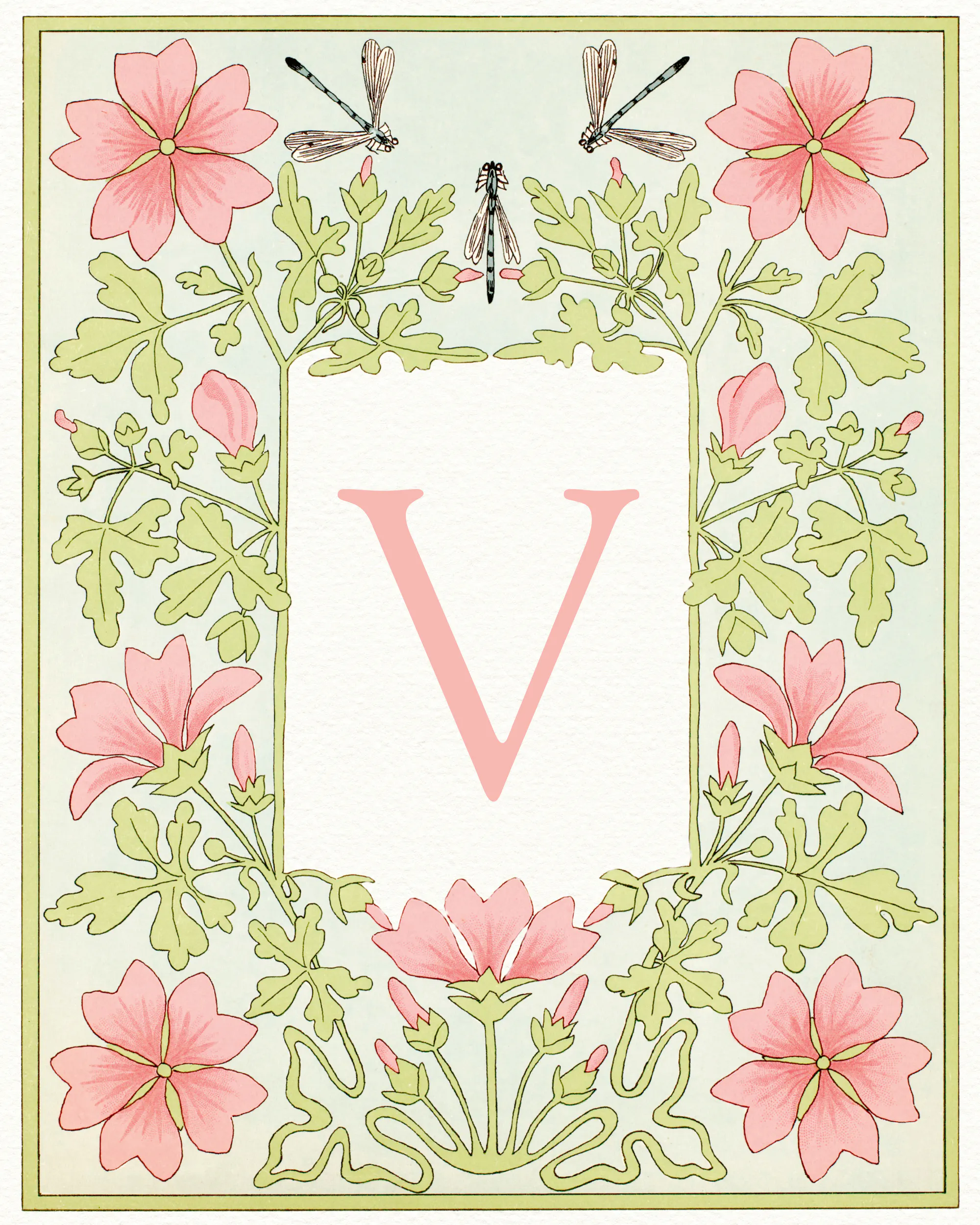 Lettera Floreale Rosa - V Poster 0