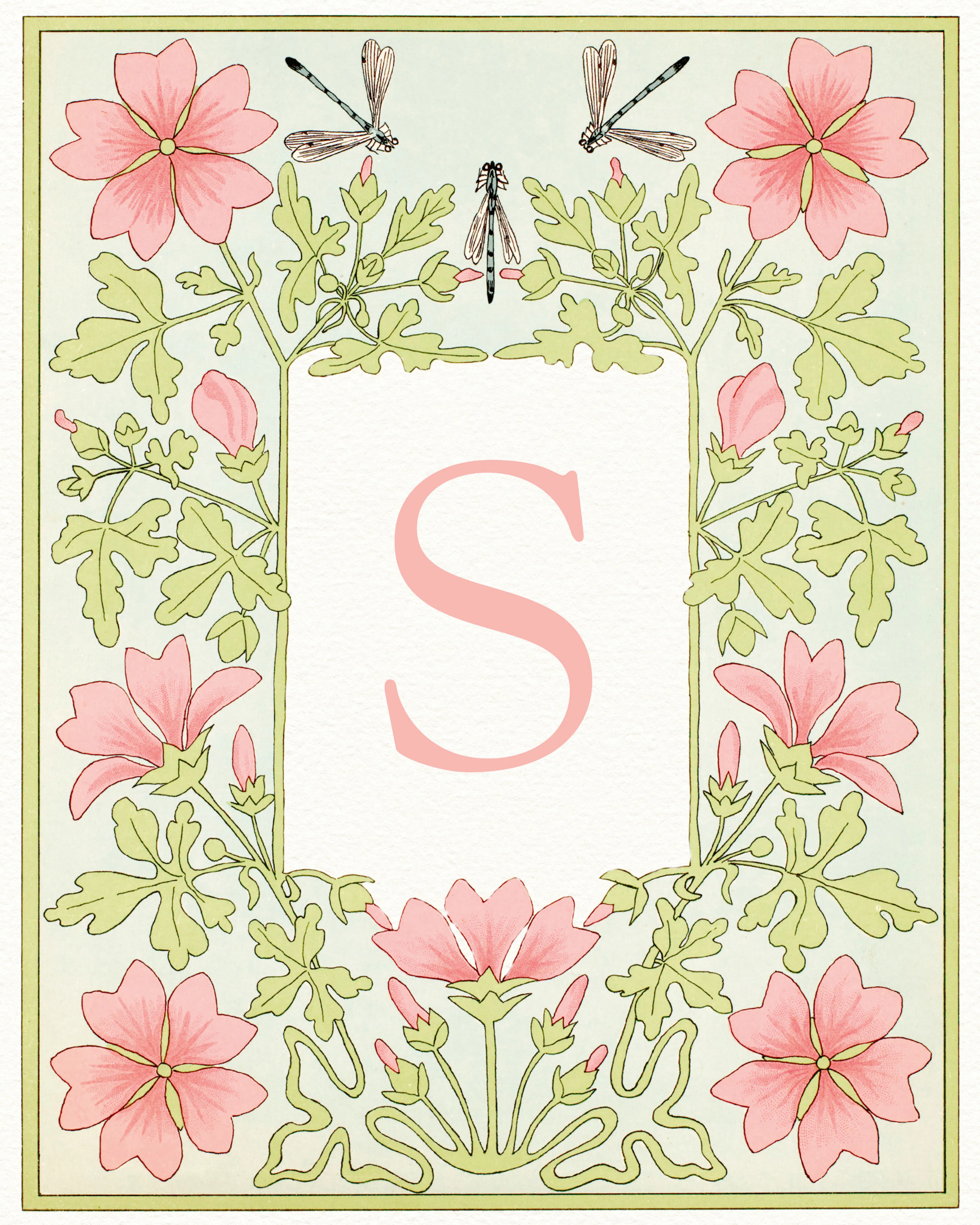 Pink Floraler Buchstabe - S Poster 0