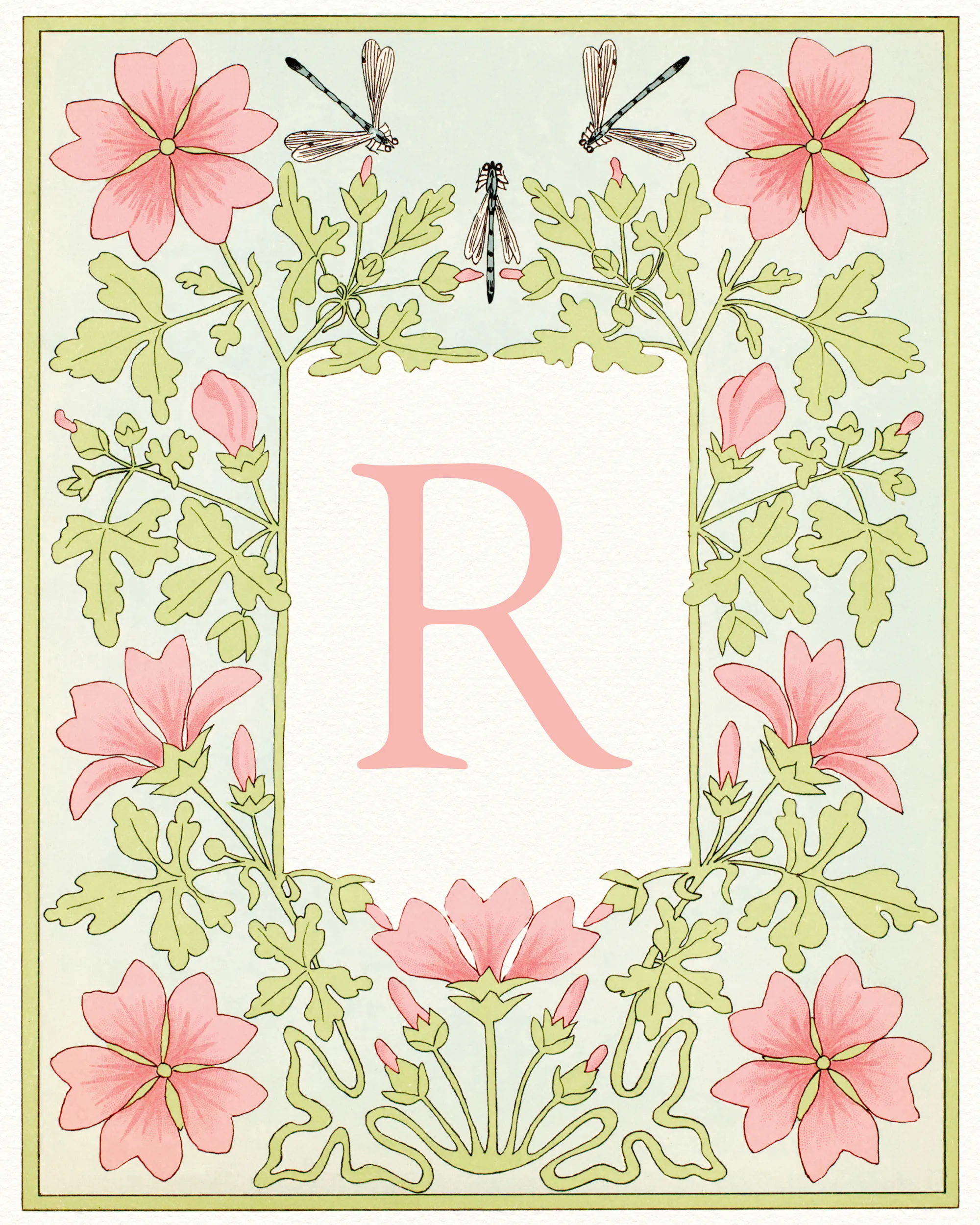 Lettre Florale Rose - R Poster 0
