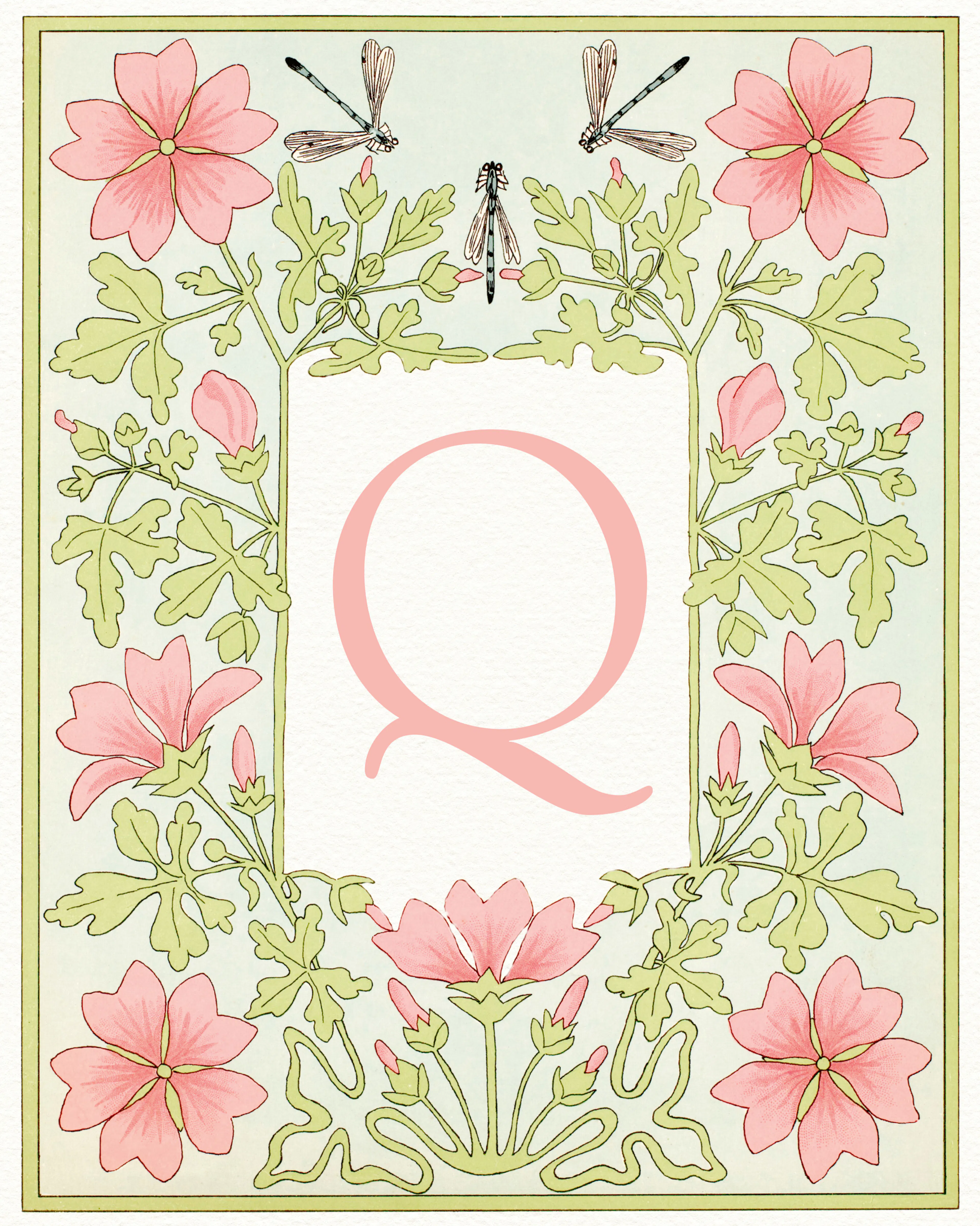 Pinker floraler Buchstabe - Q Poster 0