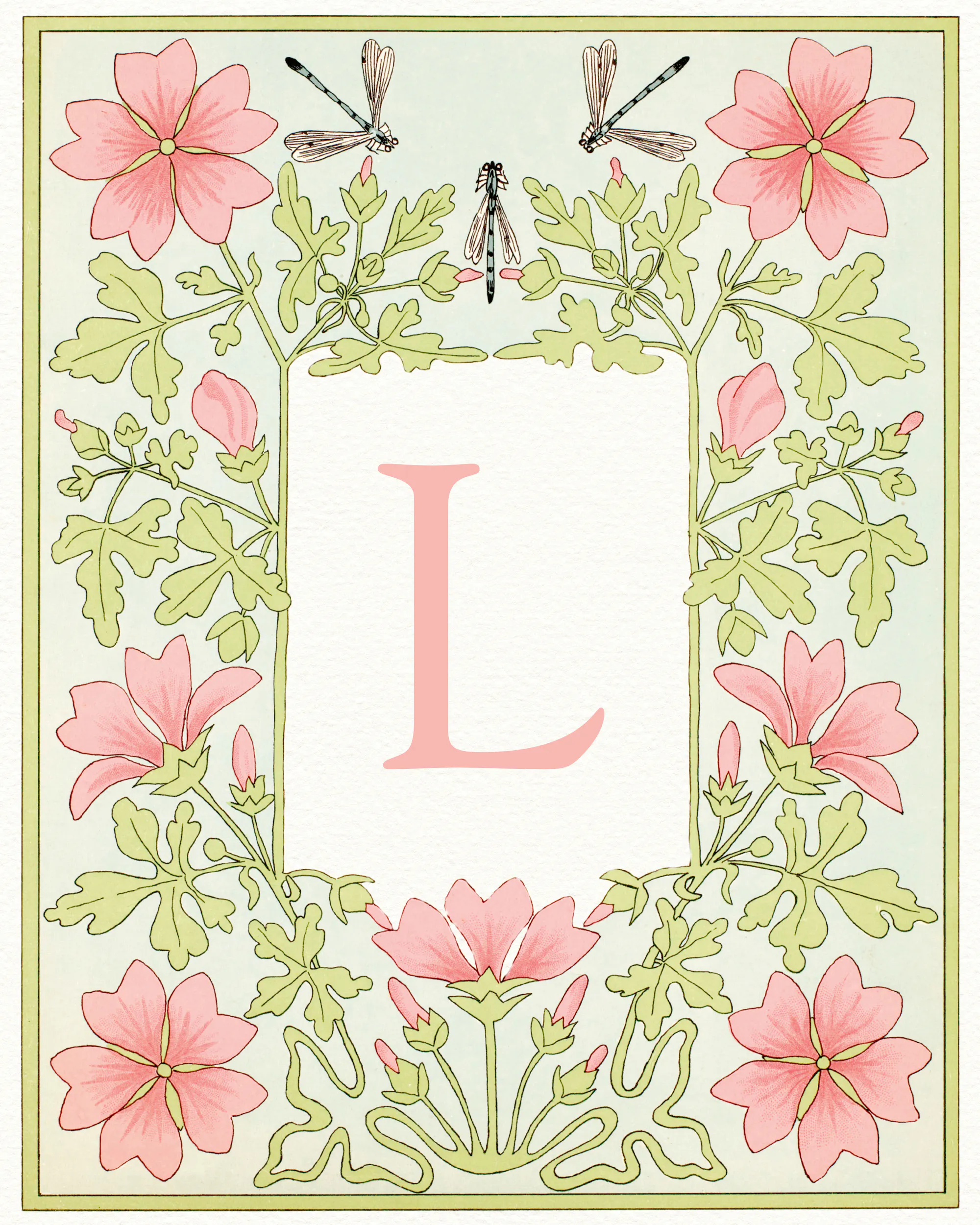 Pink Floral Letter - L Poster 0