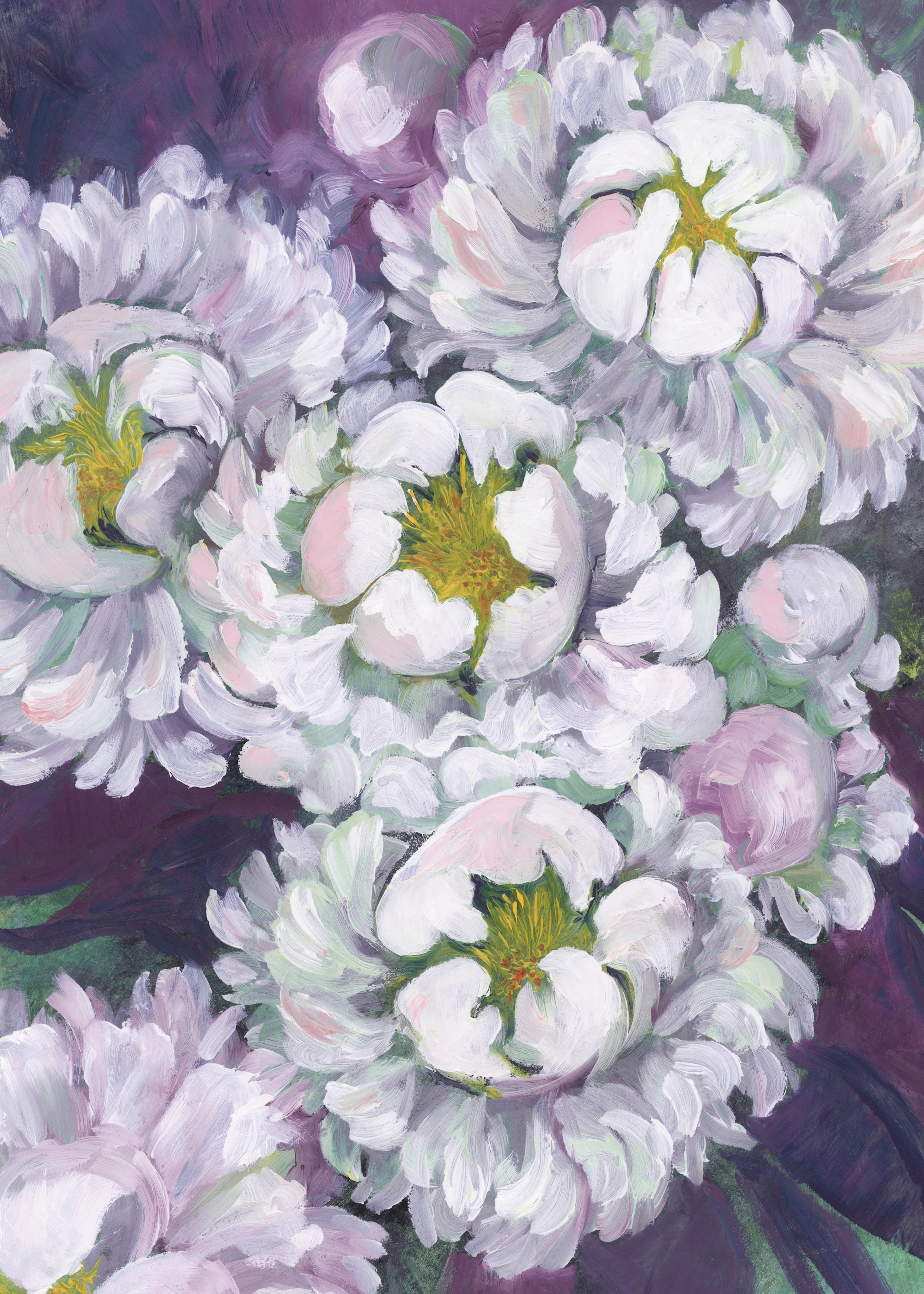 Rosana Laiz Blursbyai - Flores de Peonía Blanca Póster 0
