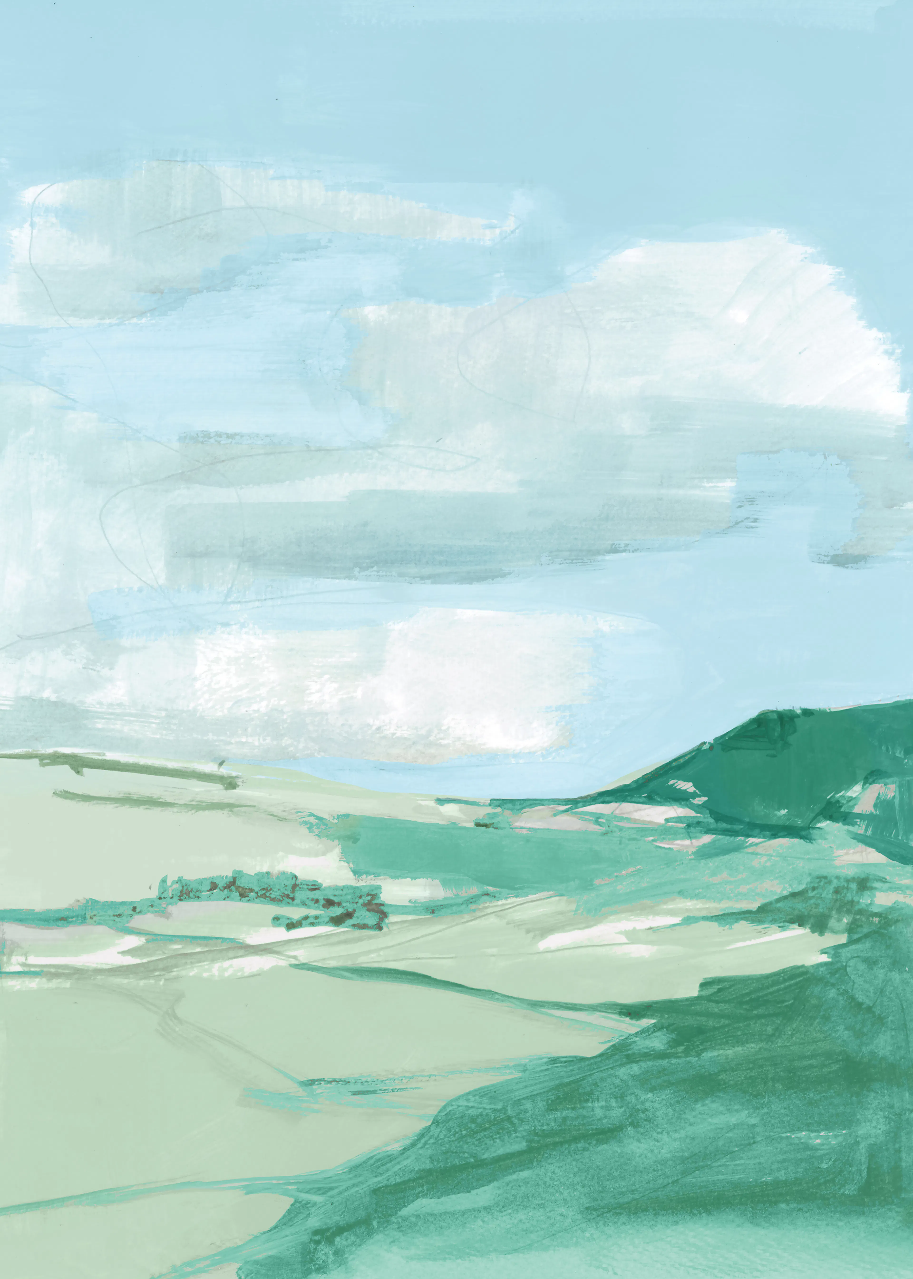 Paysage Vert Paisible et Serein Poster 0