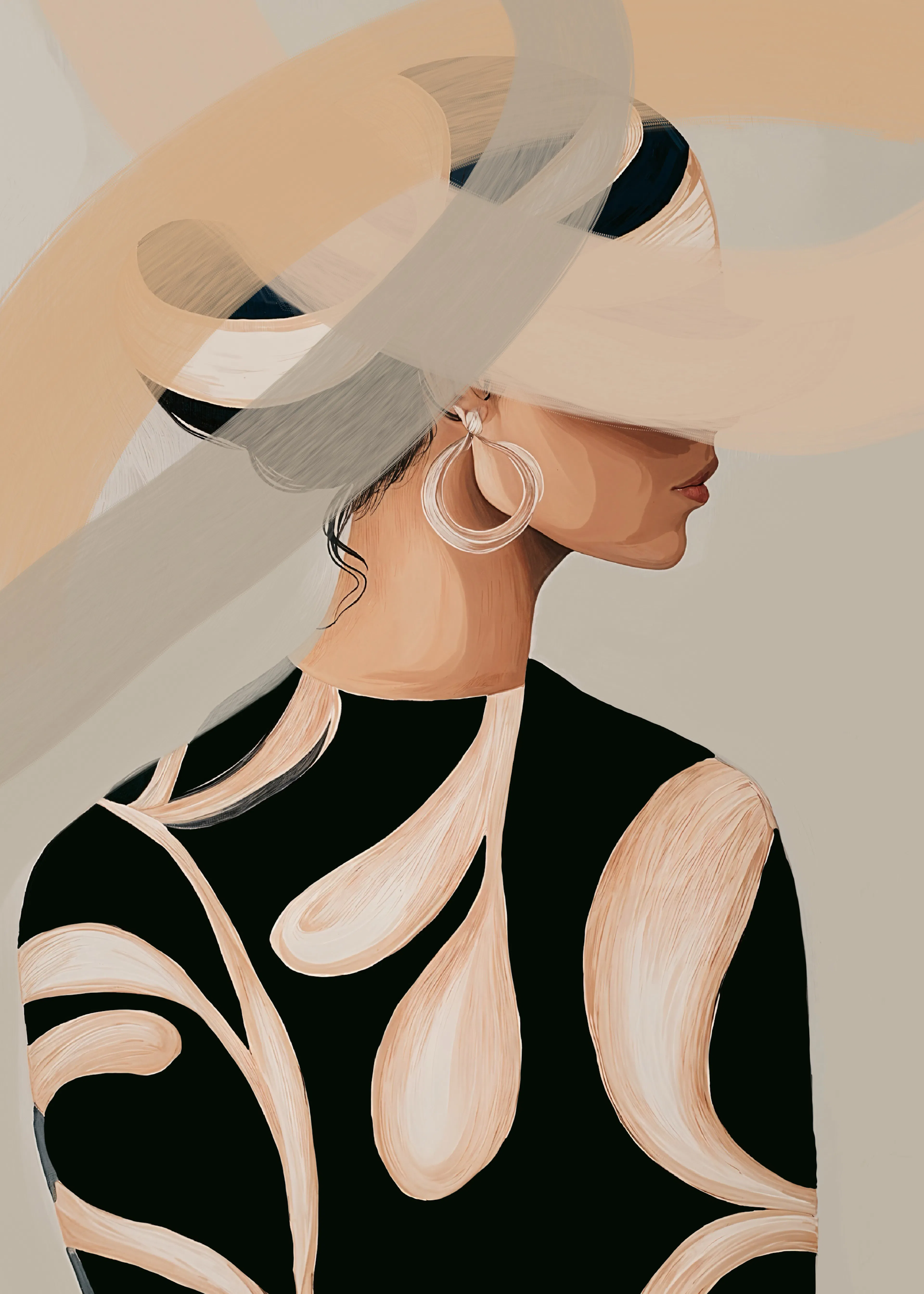 Silhouette Élégante Beige Poster 0