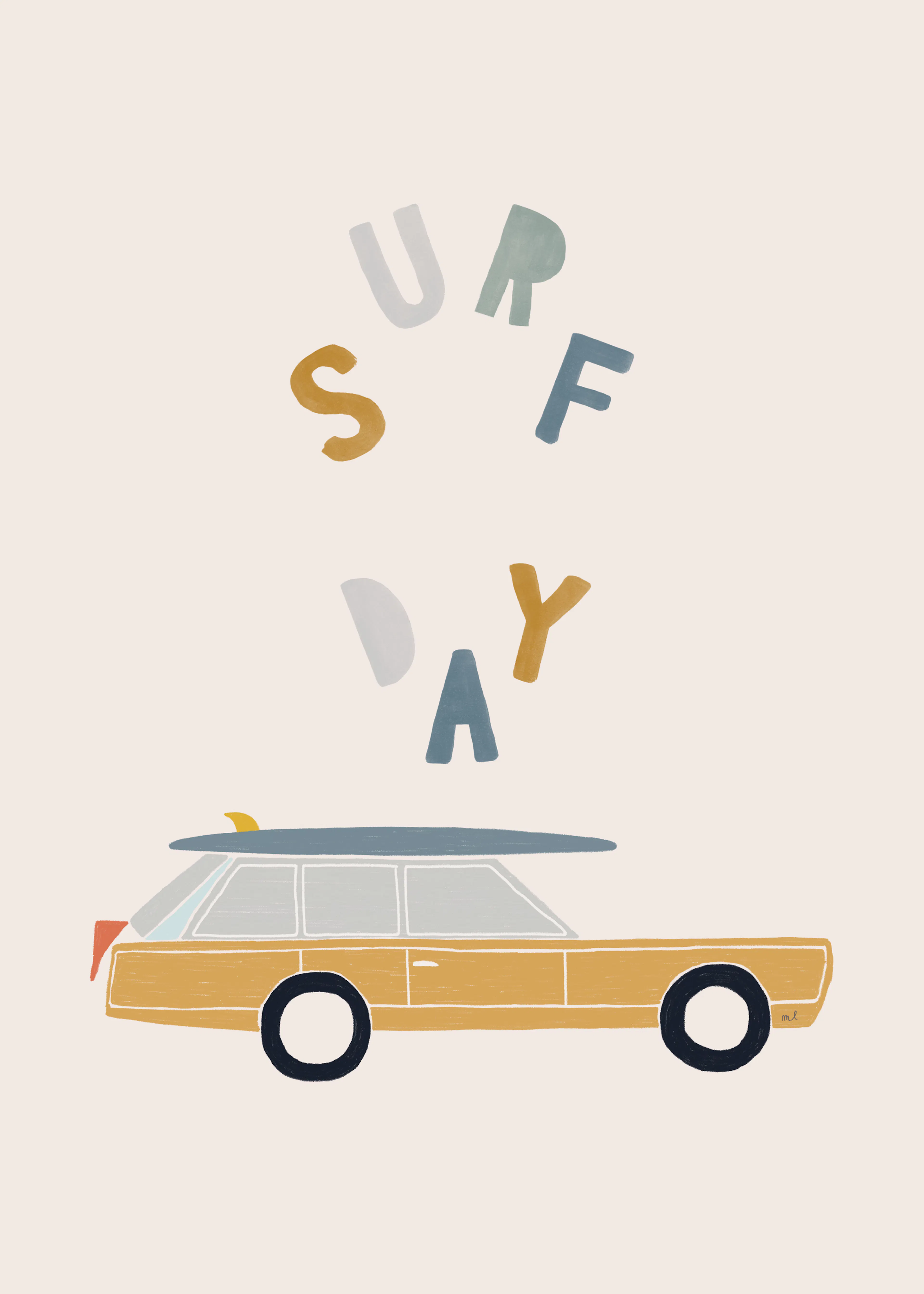 Gele Surf Vibes Poster 0