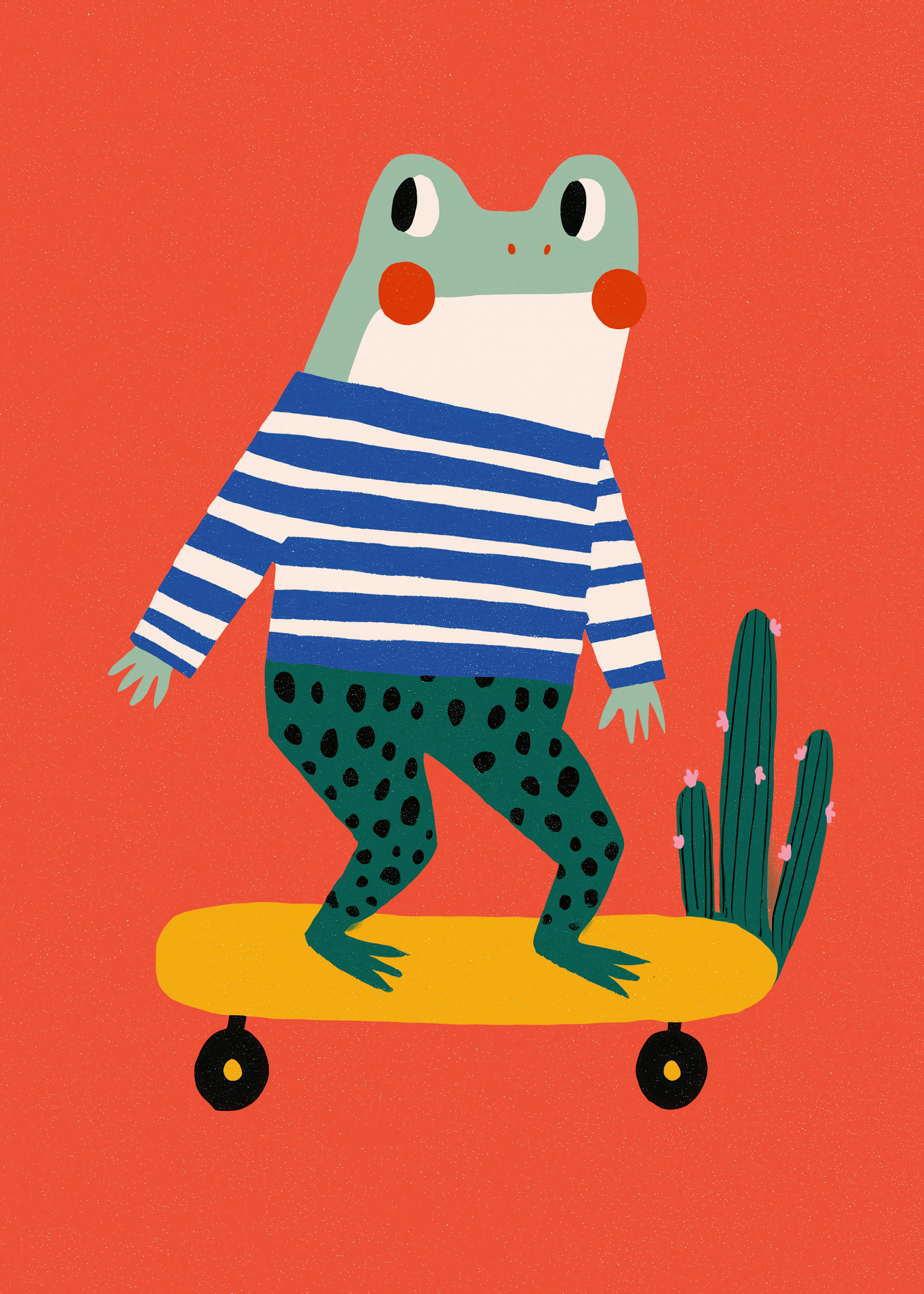 Skateboarding Frog Poster 0