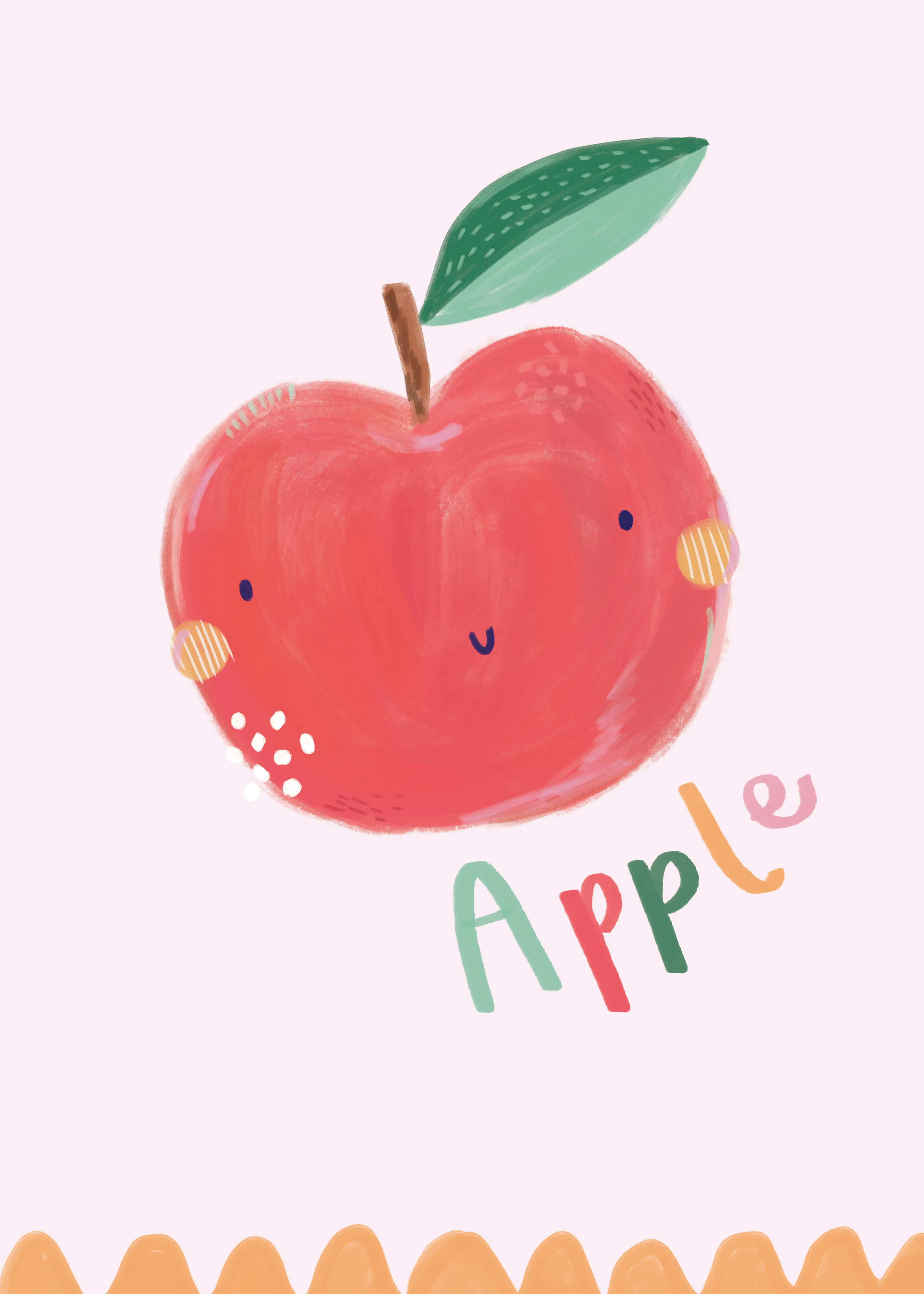 Red Cute Apple Poster 0