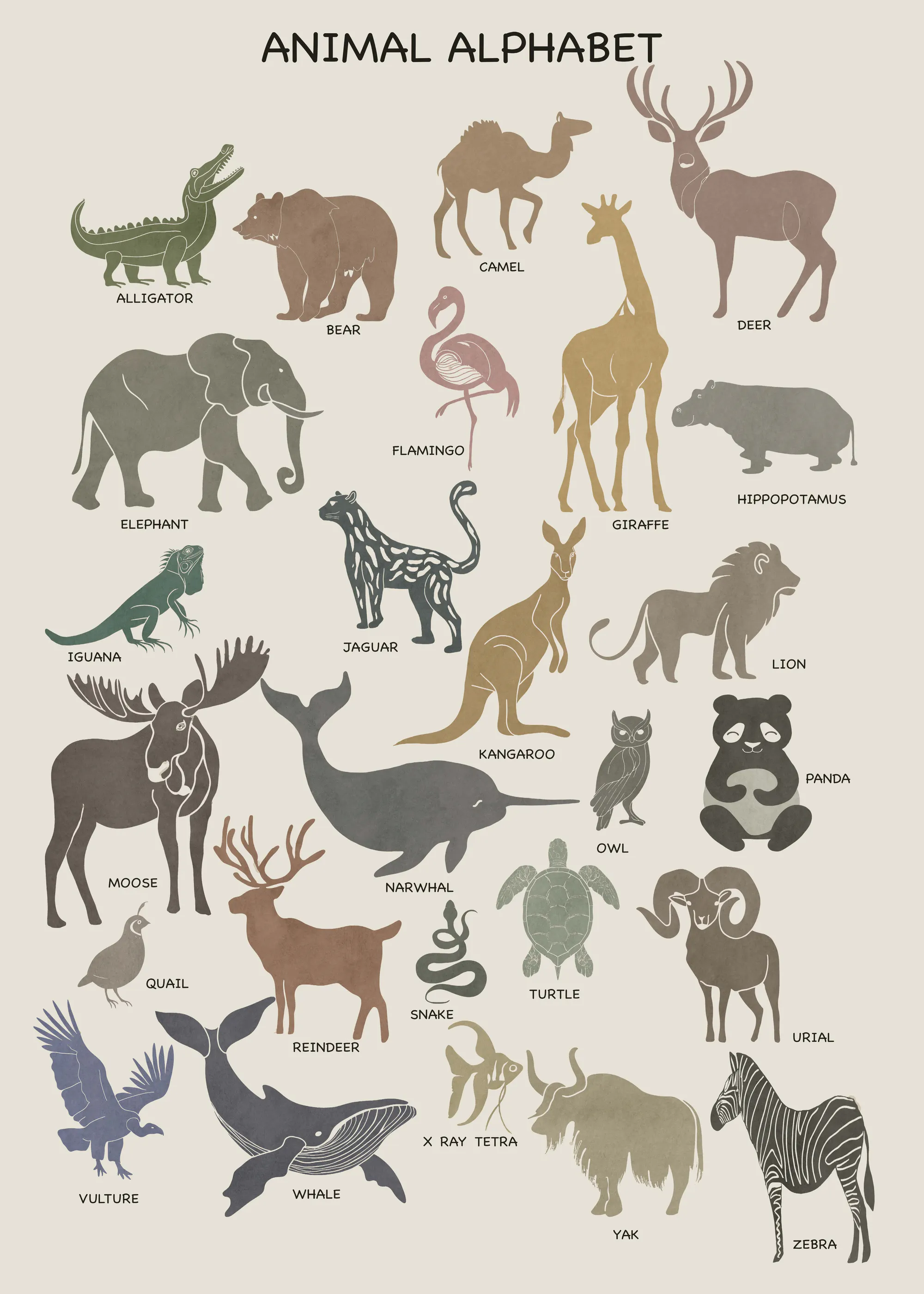 Brown Animal Alphabet Poster 0