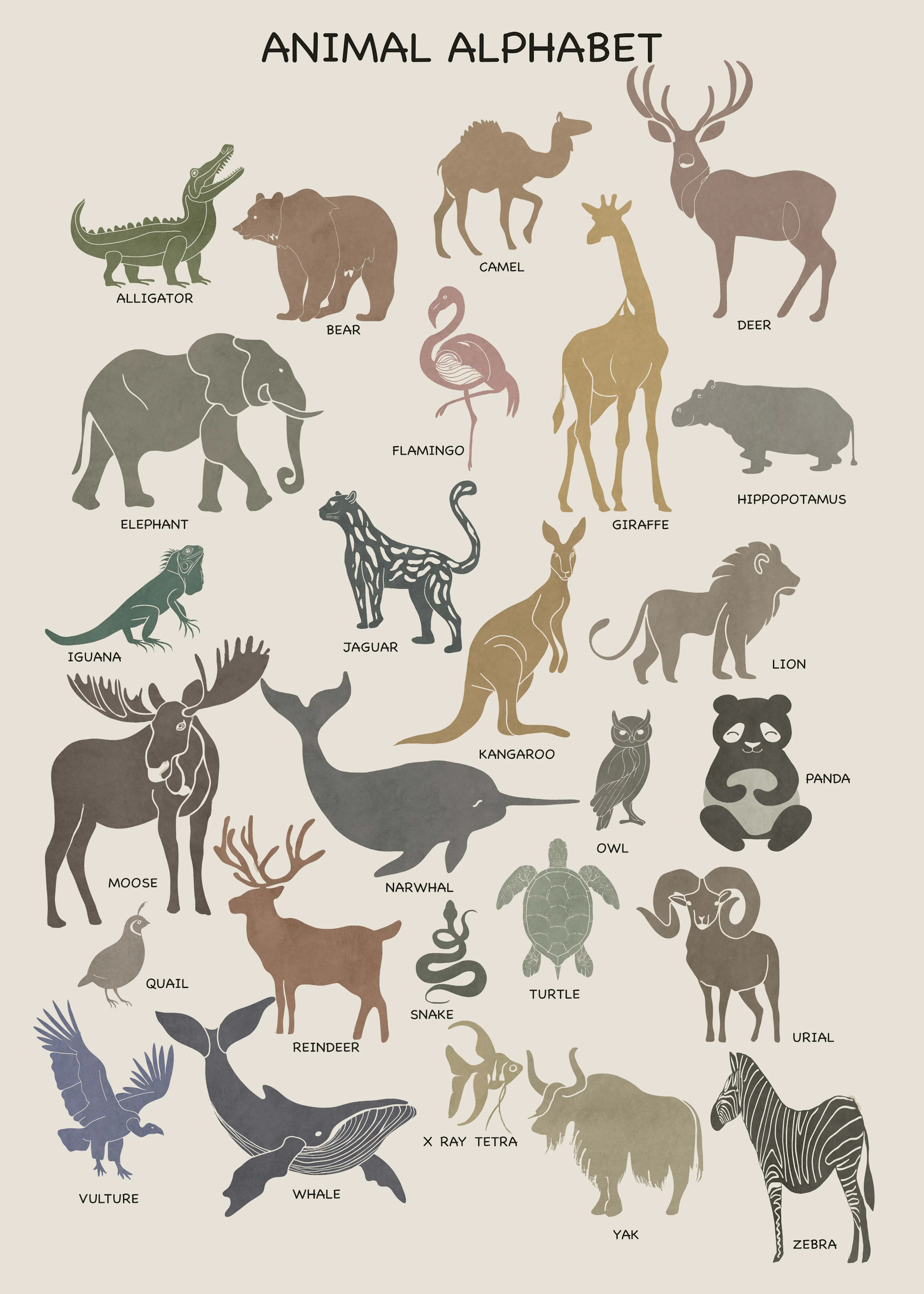 Brown Animal Alphabet Poster 0