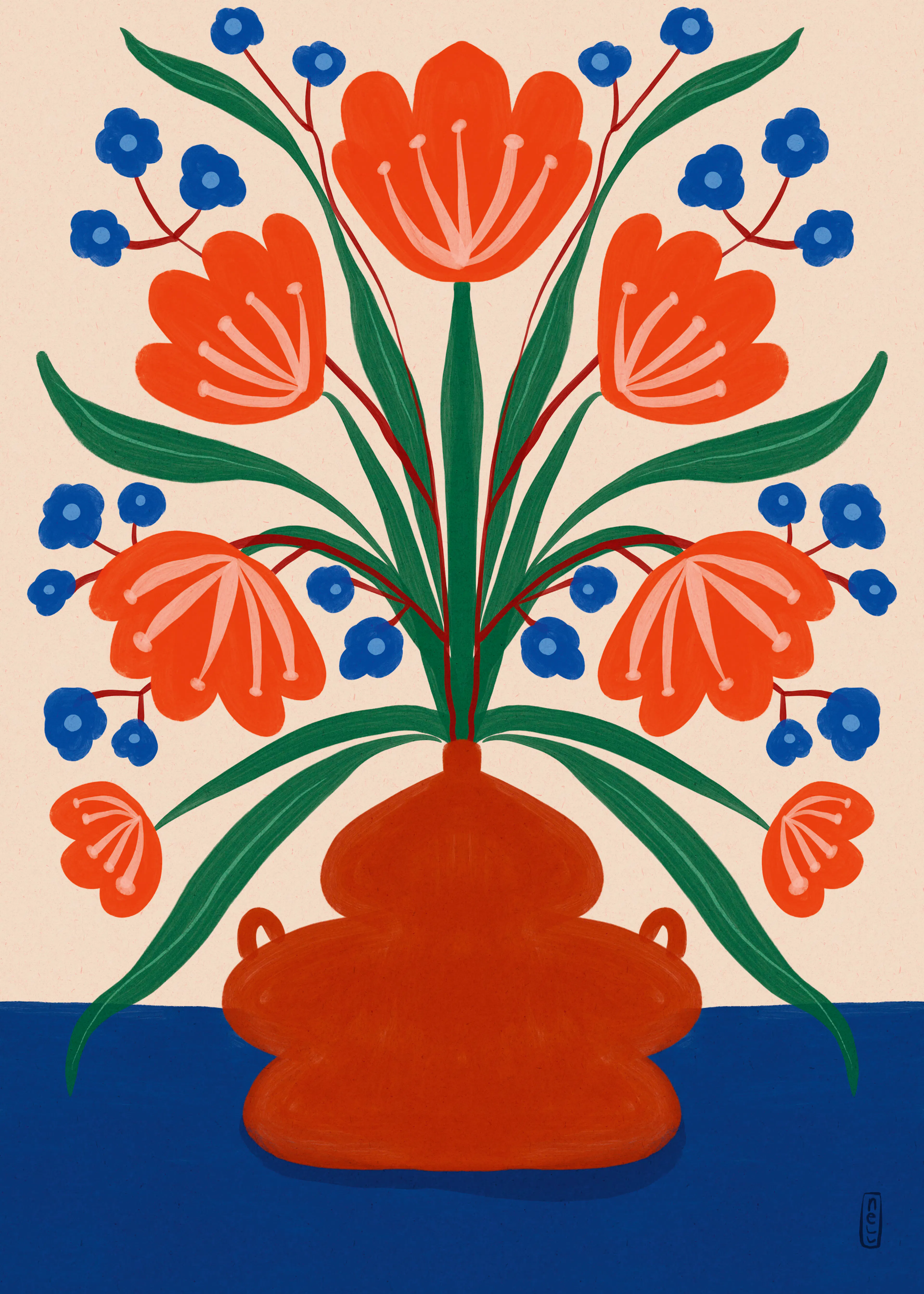 Charming Blue Floral Elegance Poster 0
