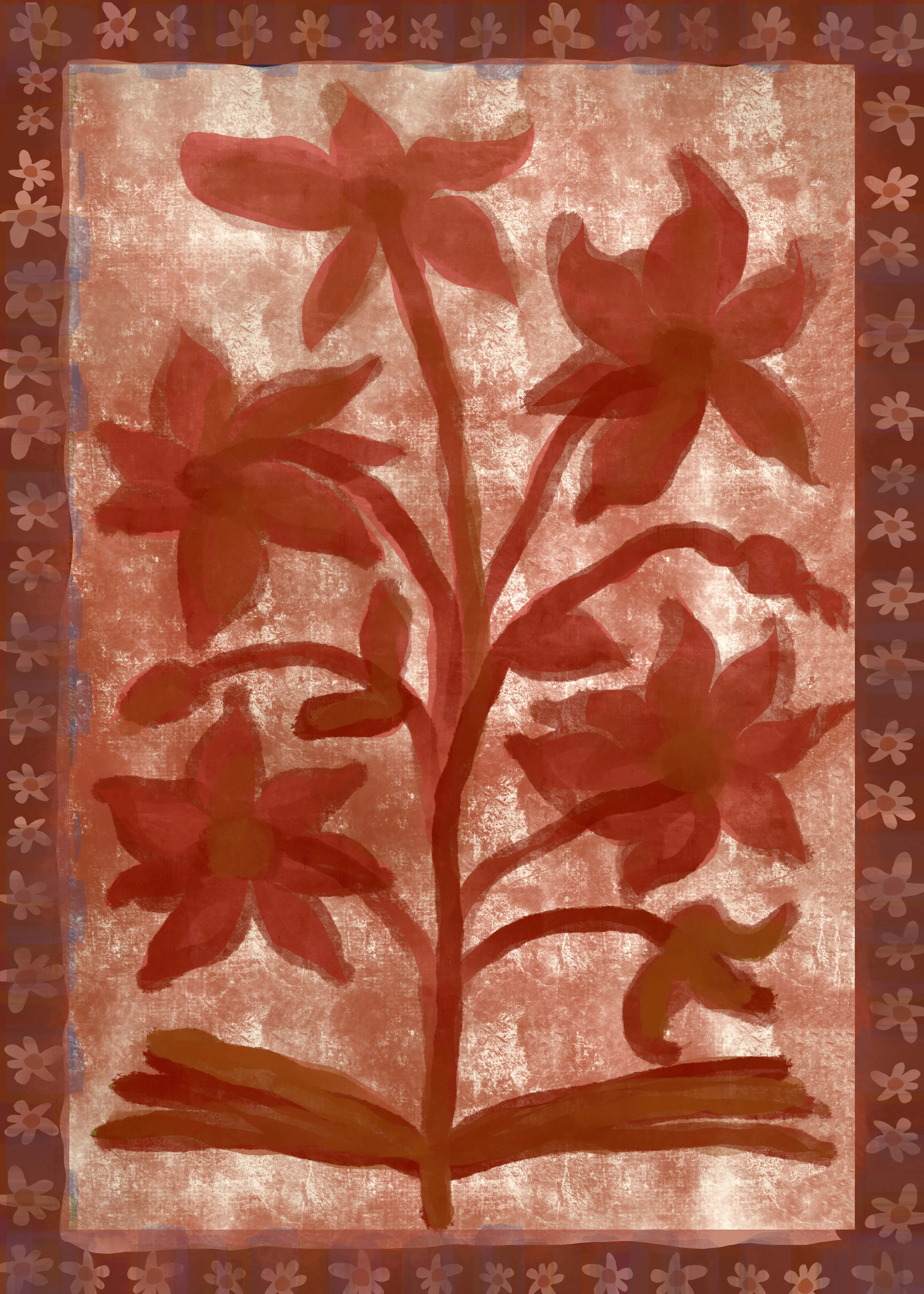 Red Rustic Blooms Poster 0