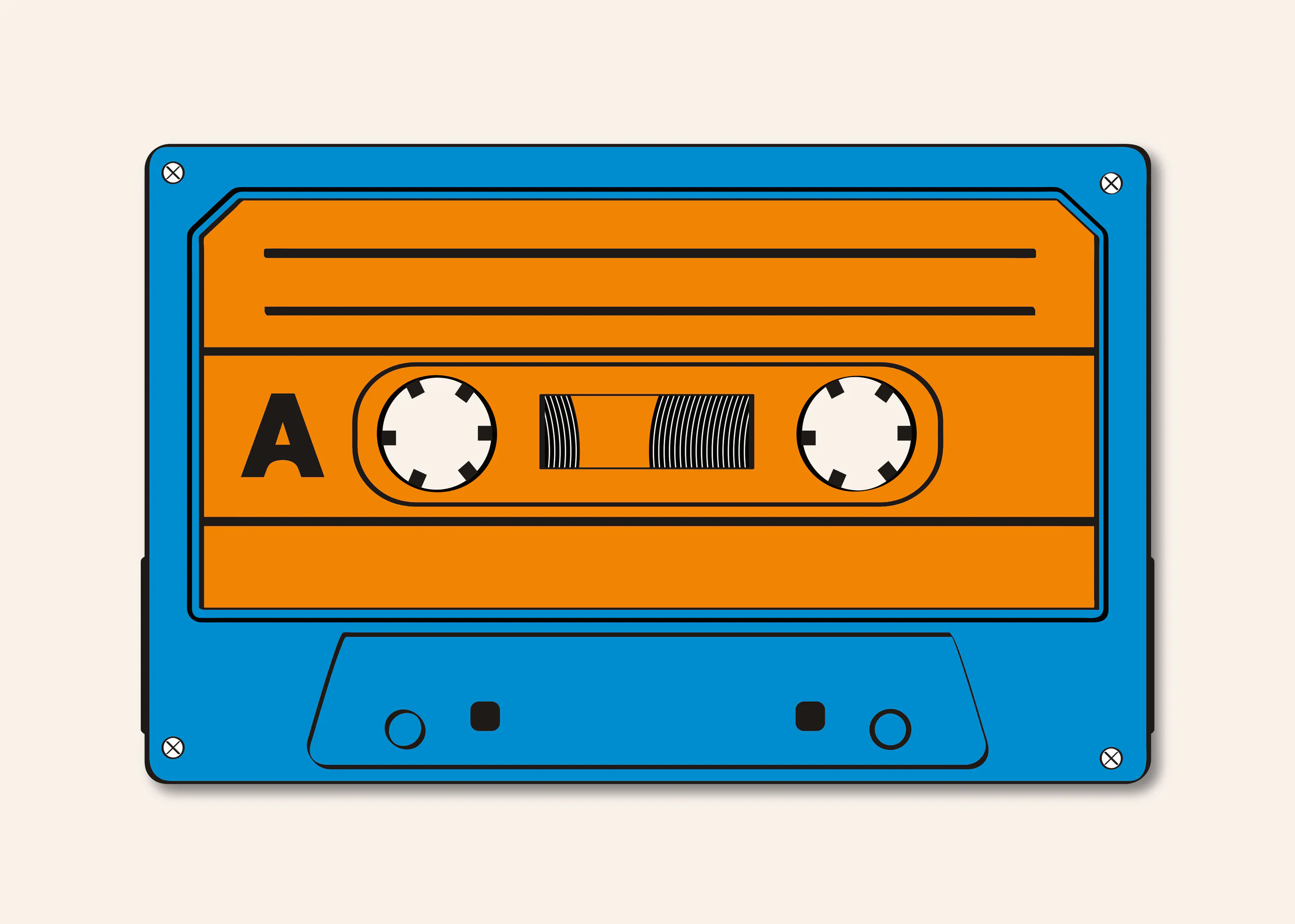 Blue Retro Cassette Poster 0