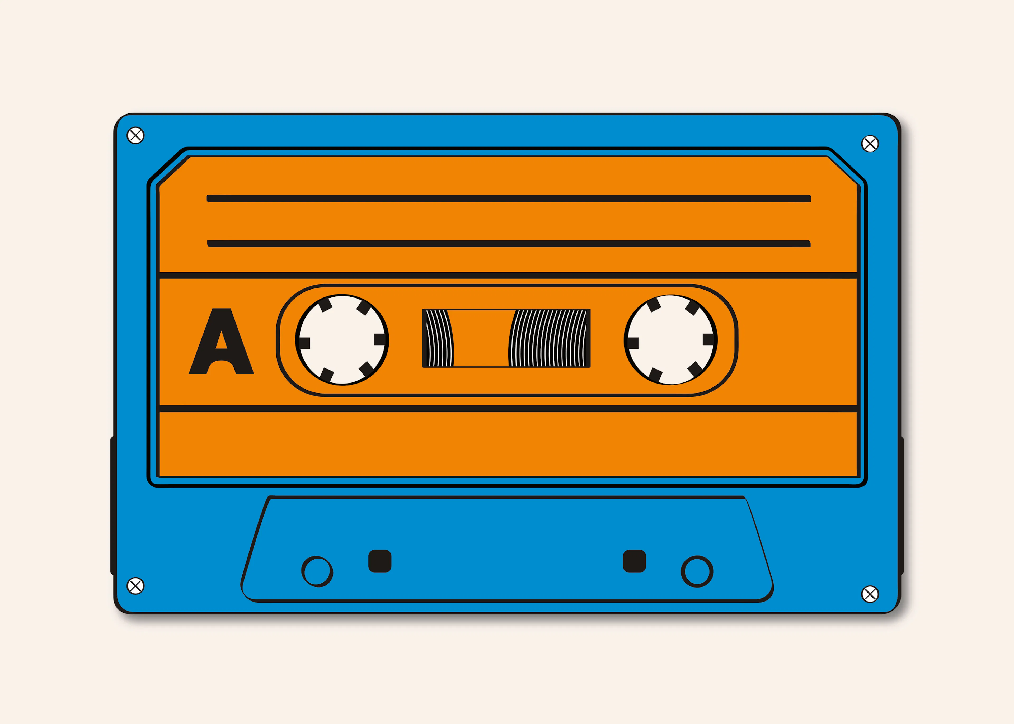 Blue Retro Cassette Poster 0