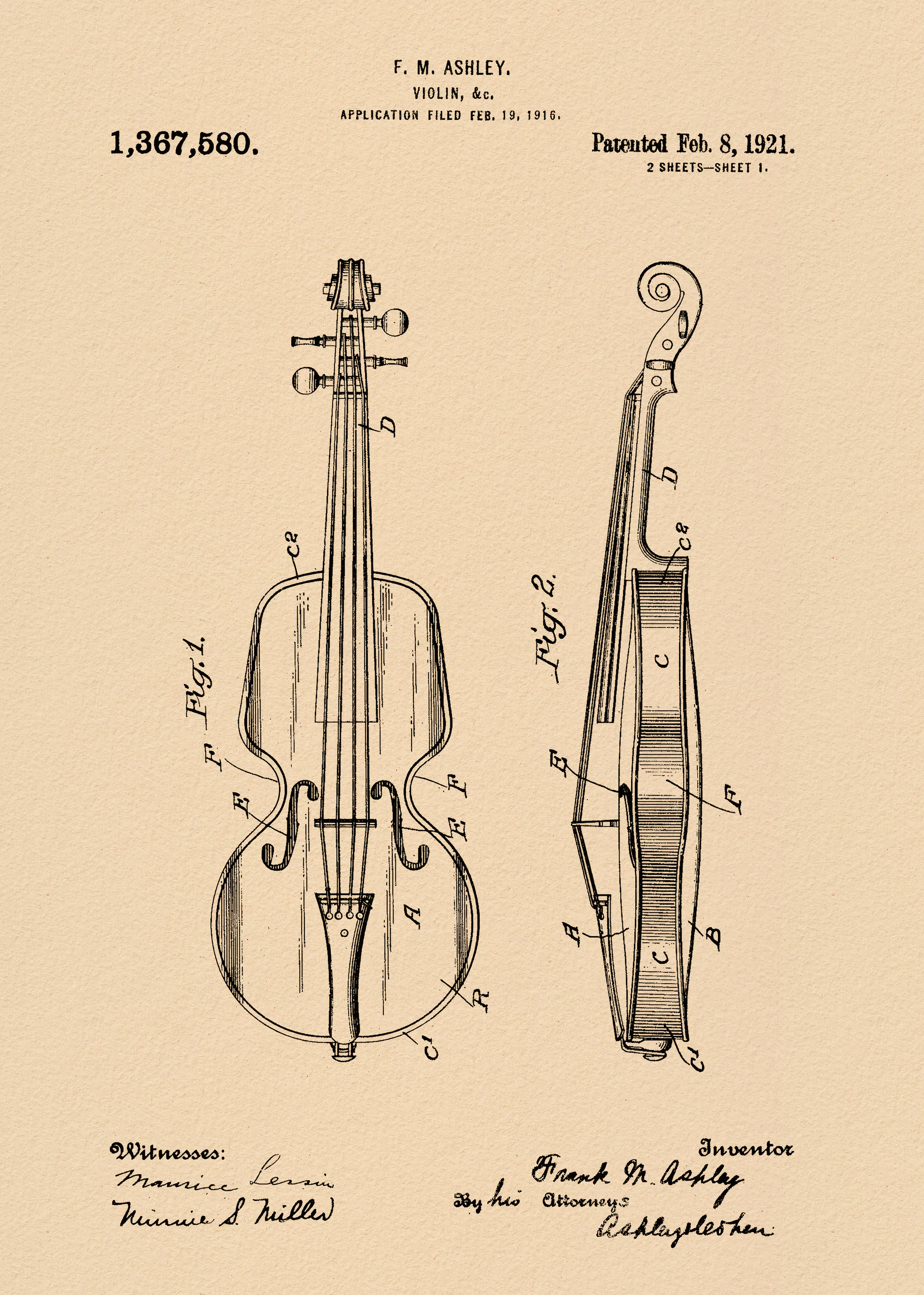 Vintage Cello Blueprint Poster 0