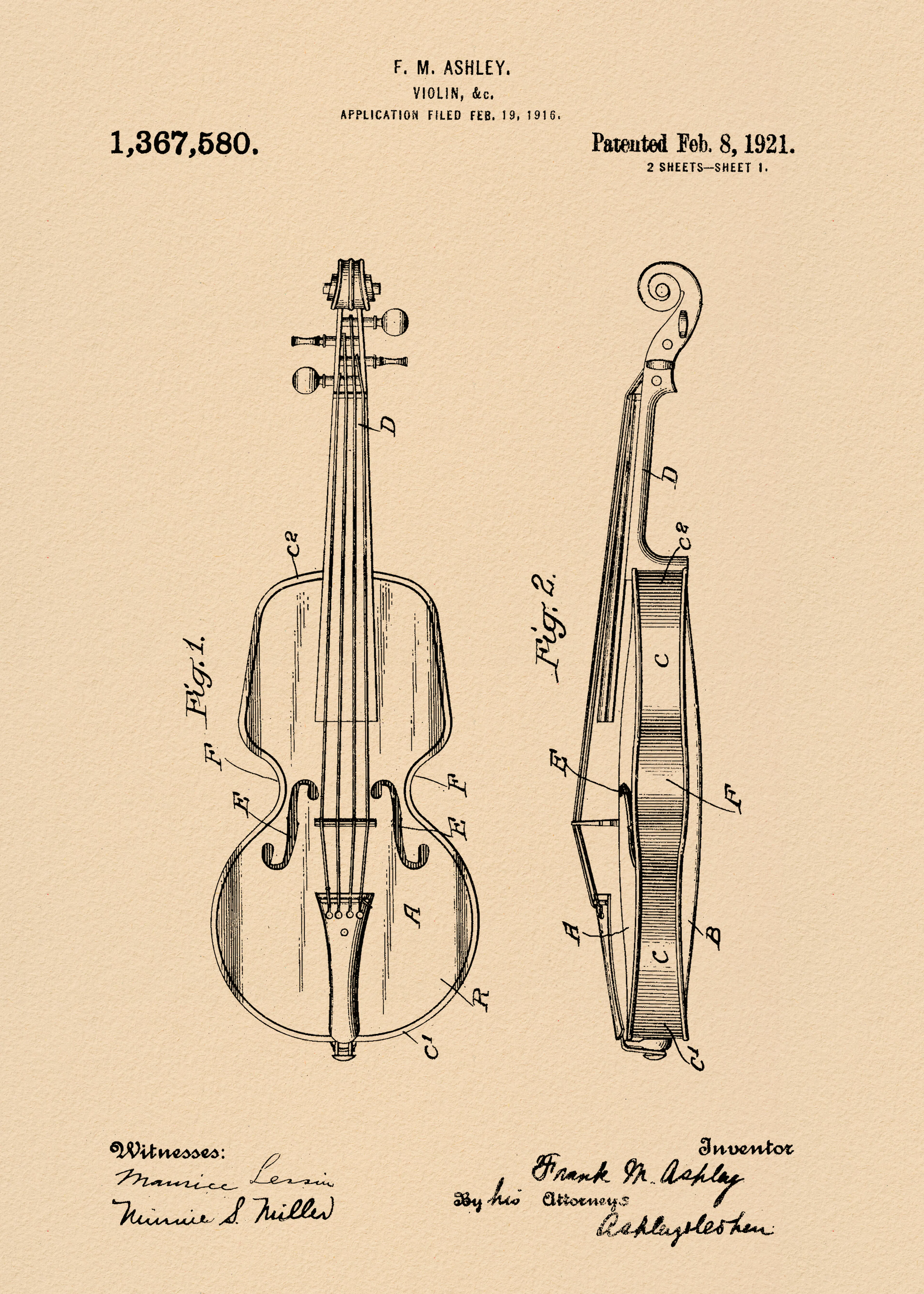 Vintage Cello Blueprint Poster 0