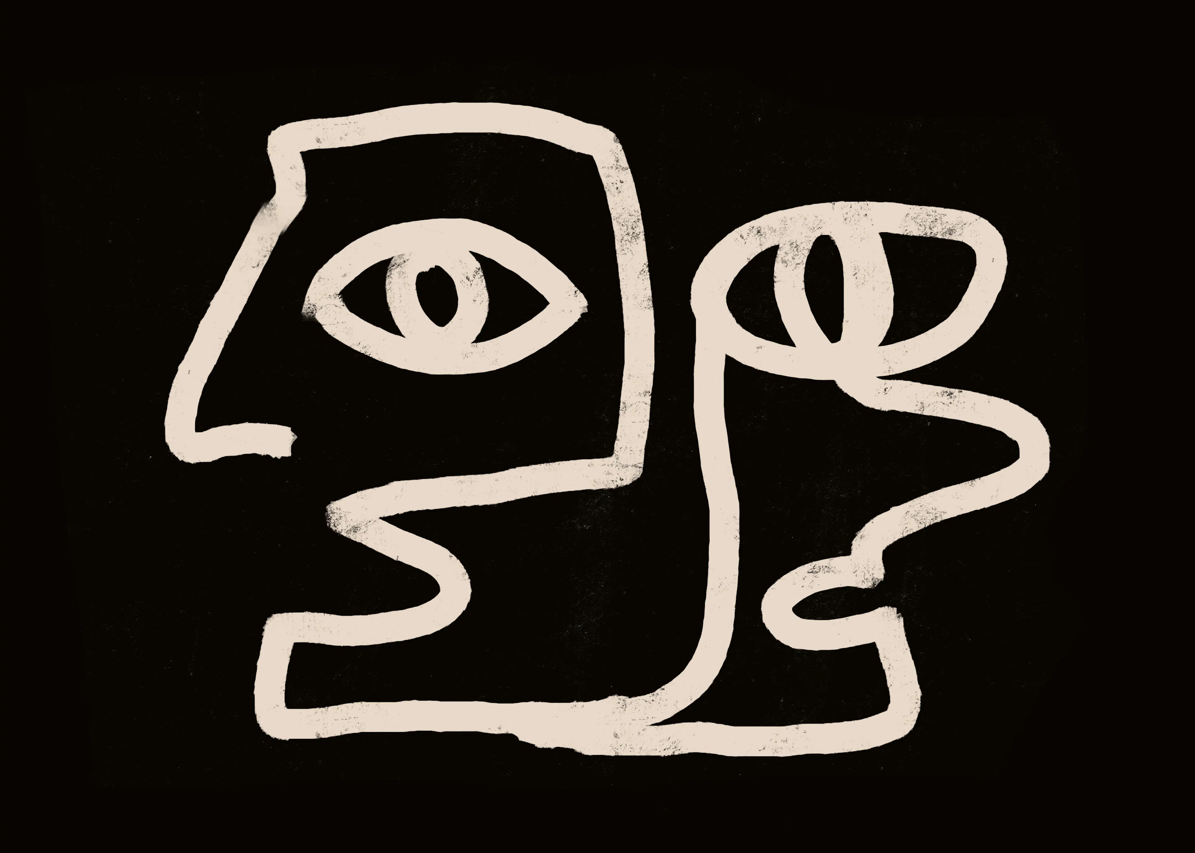 Black Abstract Faces Poster 0