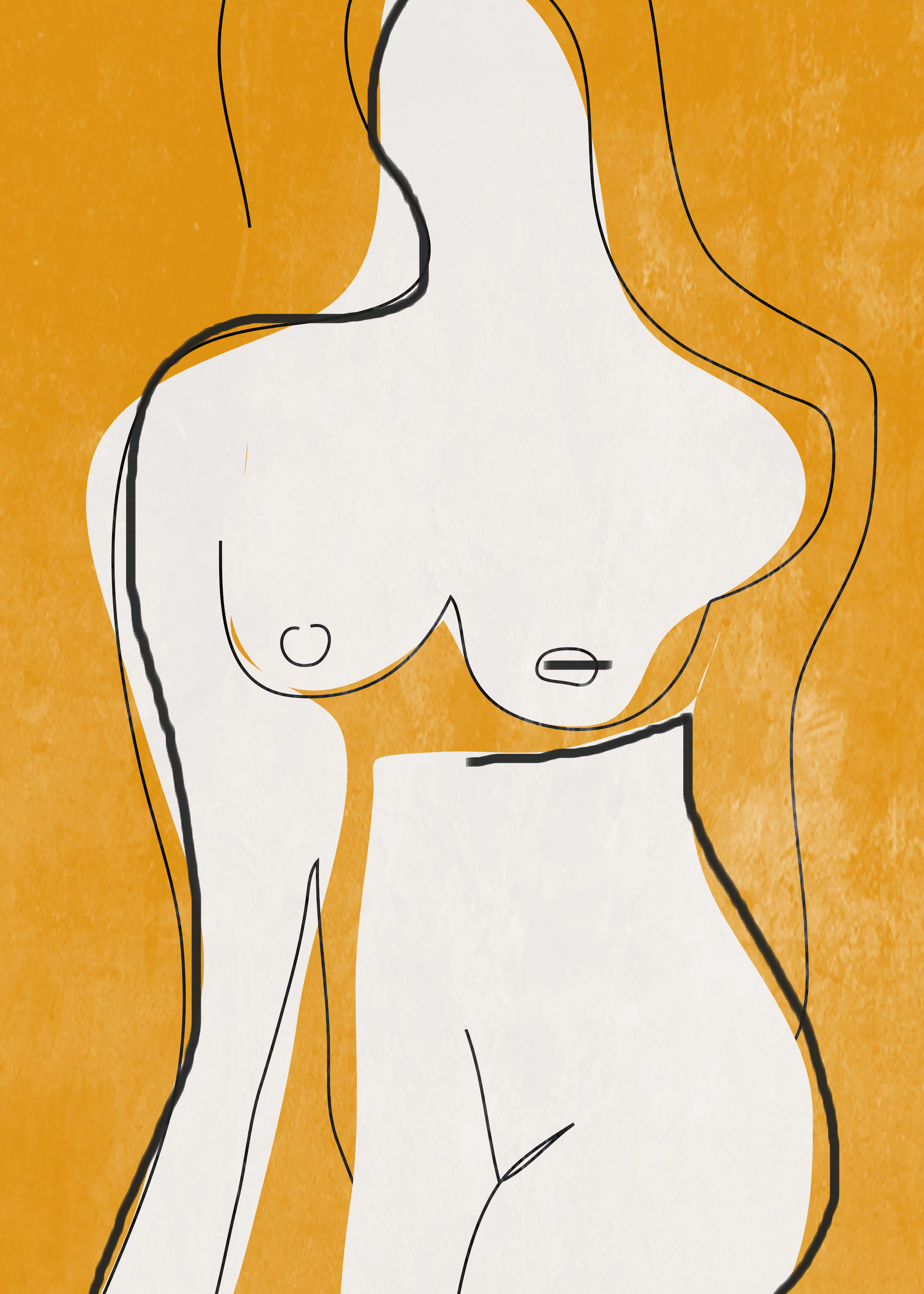 Orange Abstract Nude Poster 0