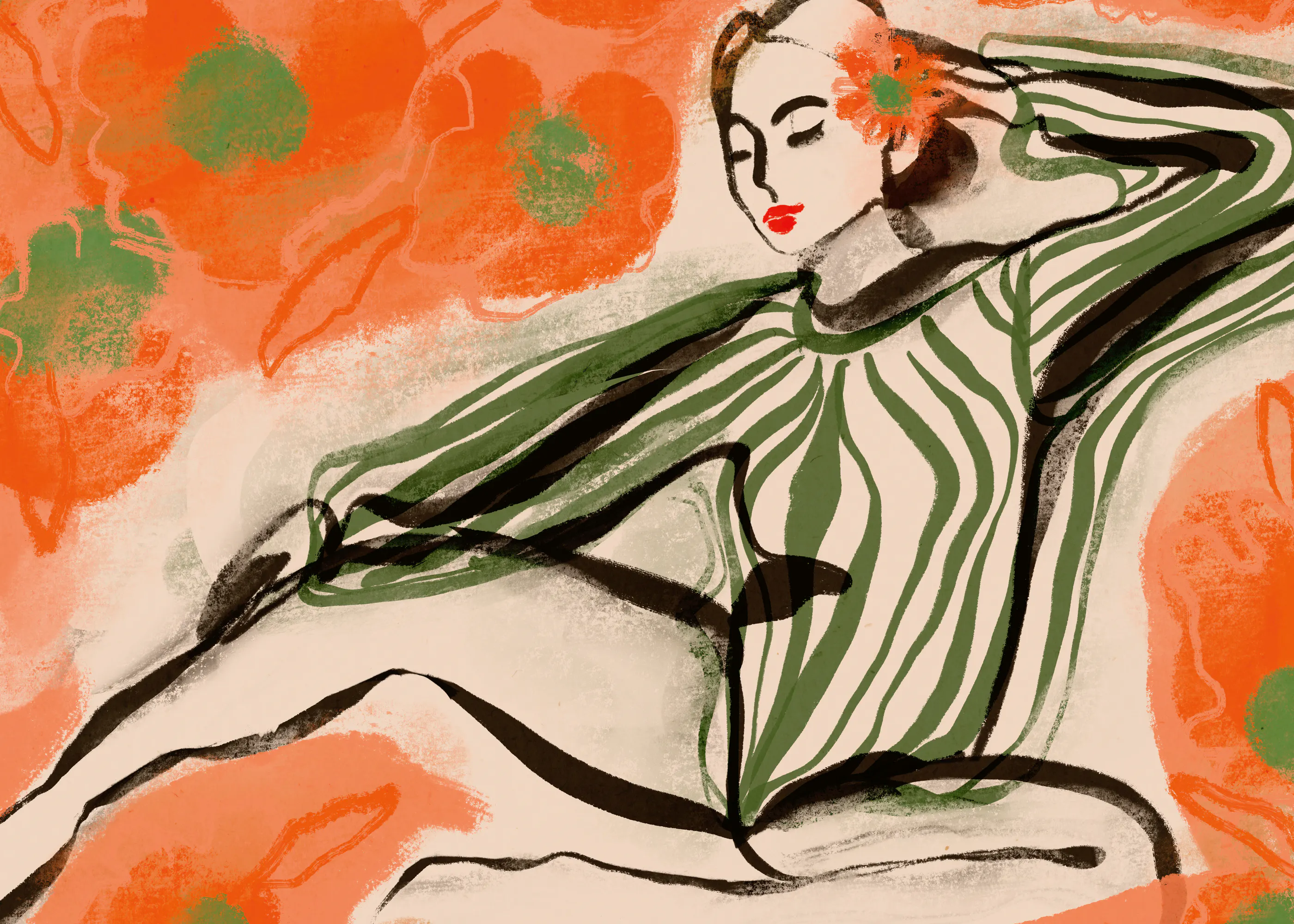 Orange Floral Elegance Poster 0
