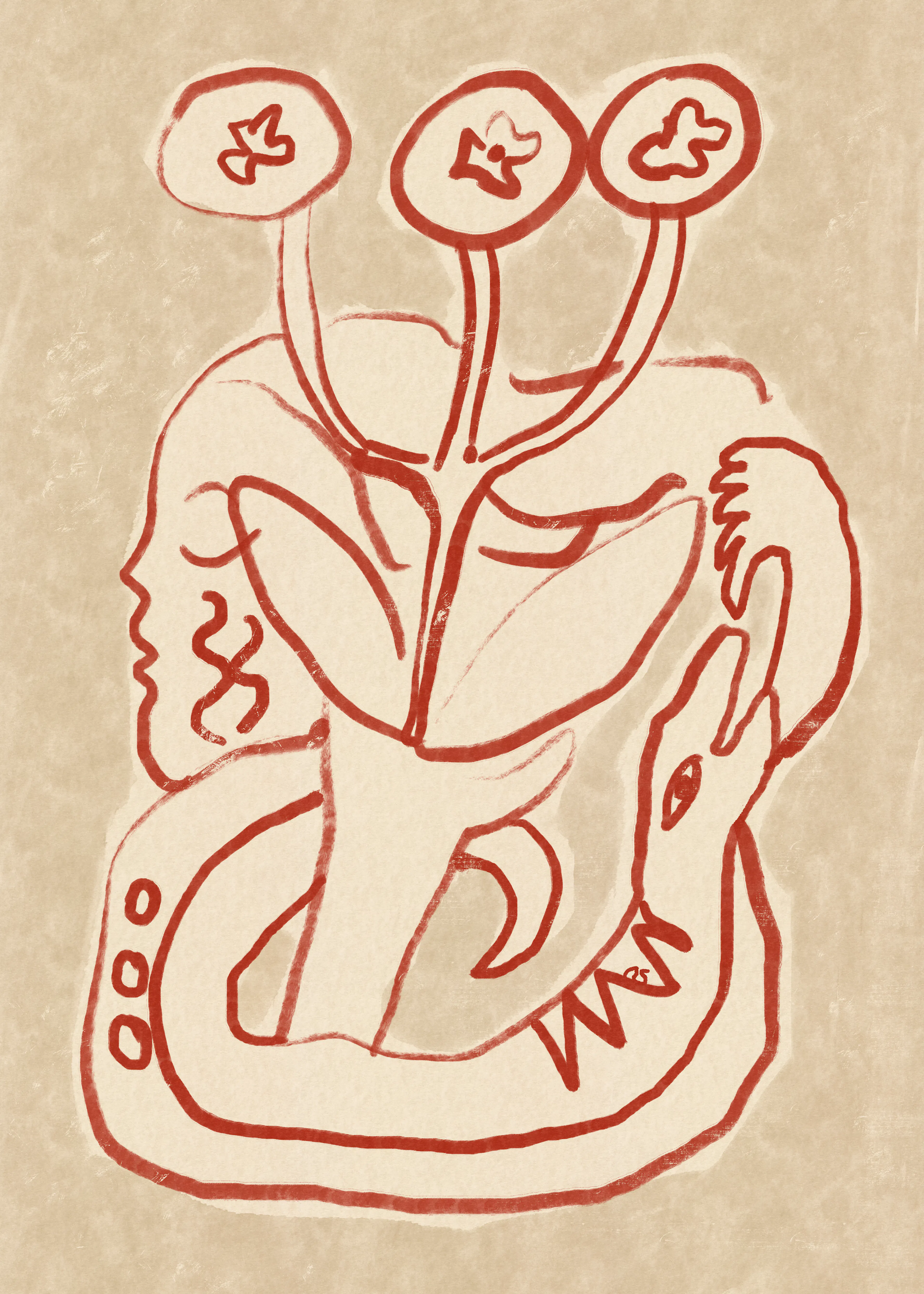 Red Abstract Bloom Poster 0