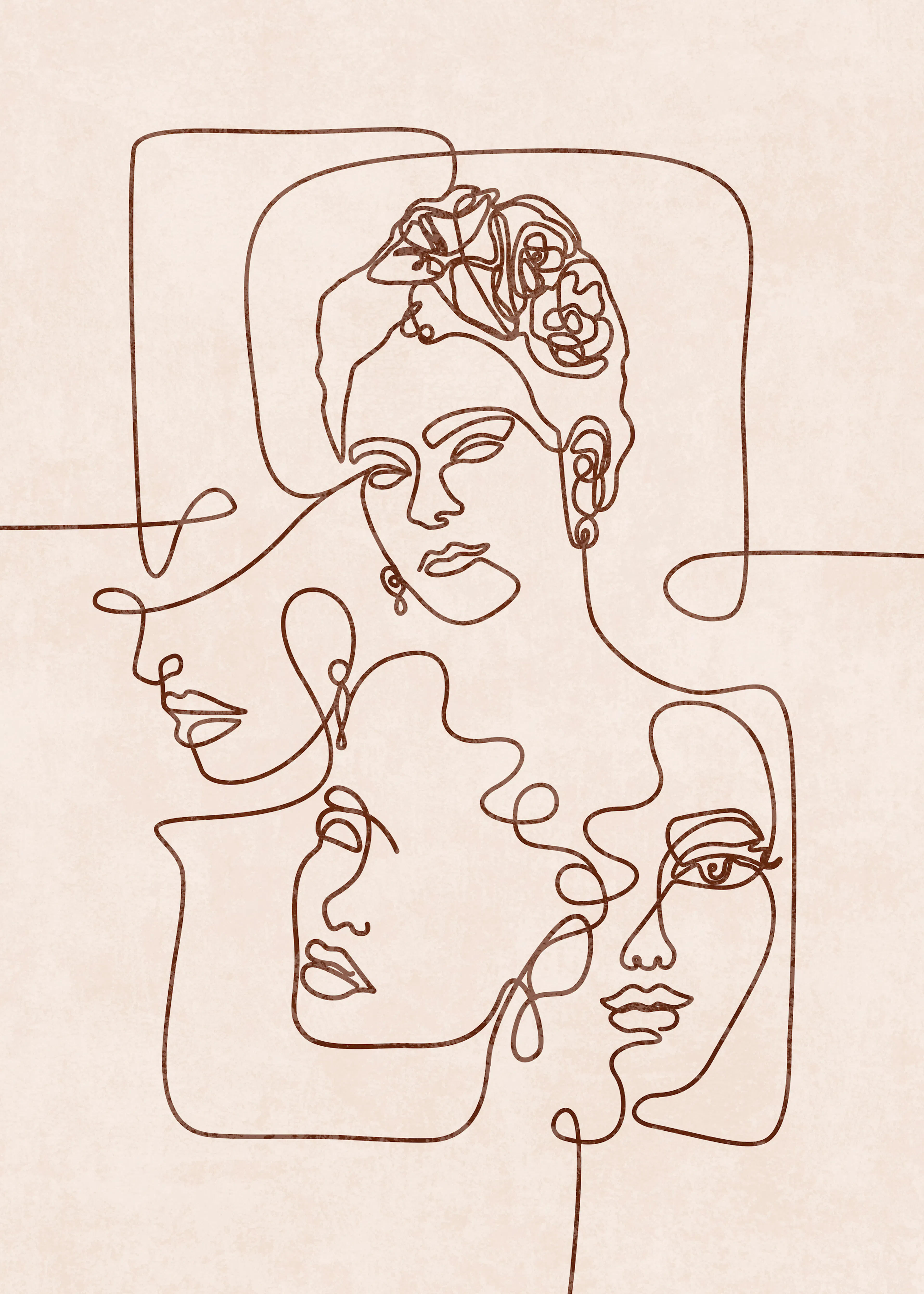 Brown Abstract Faces Poster 0