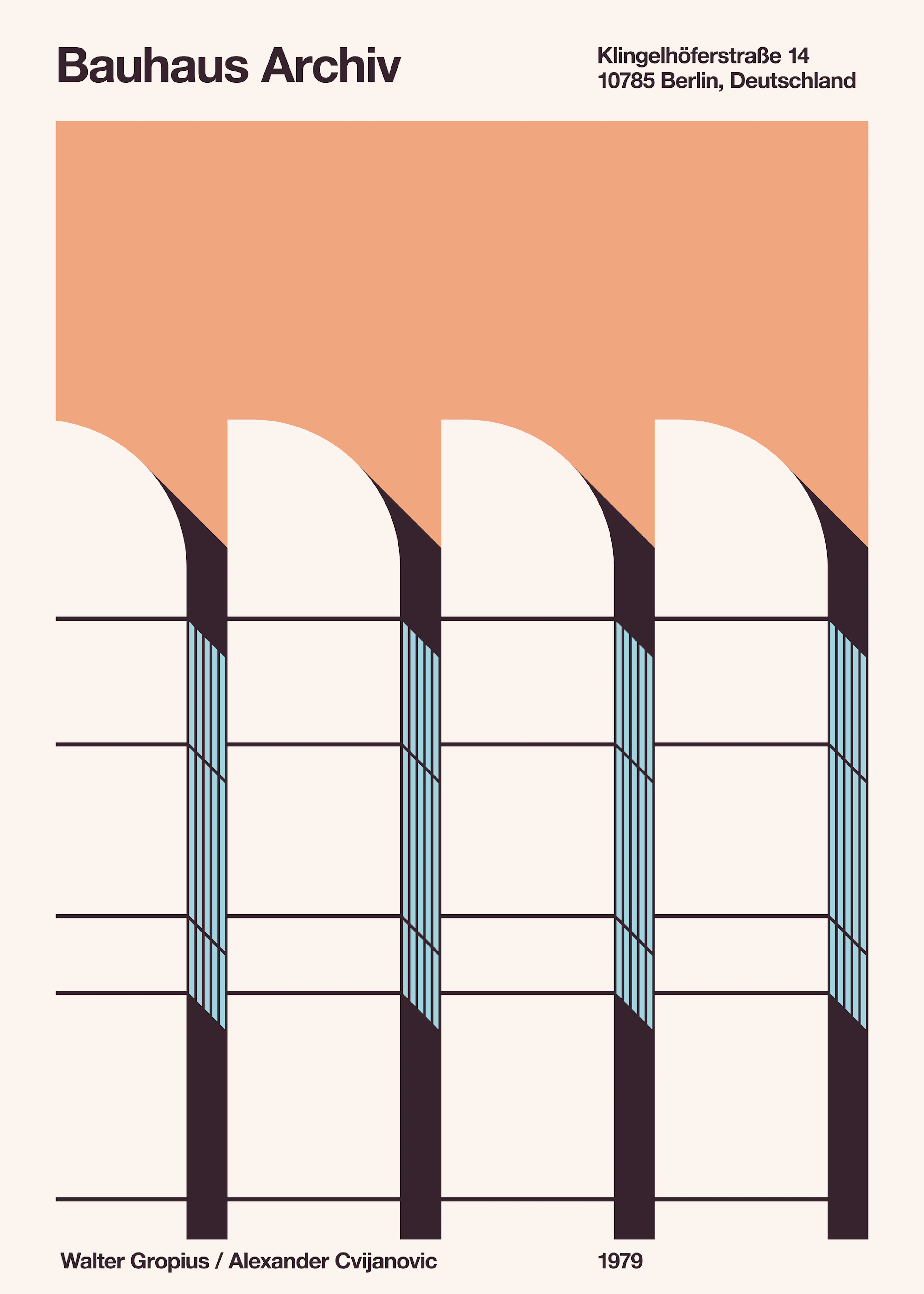 Peach Bauhaus Design Poster 0