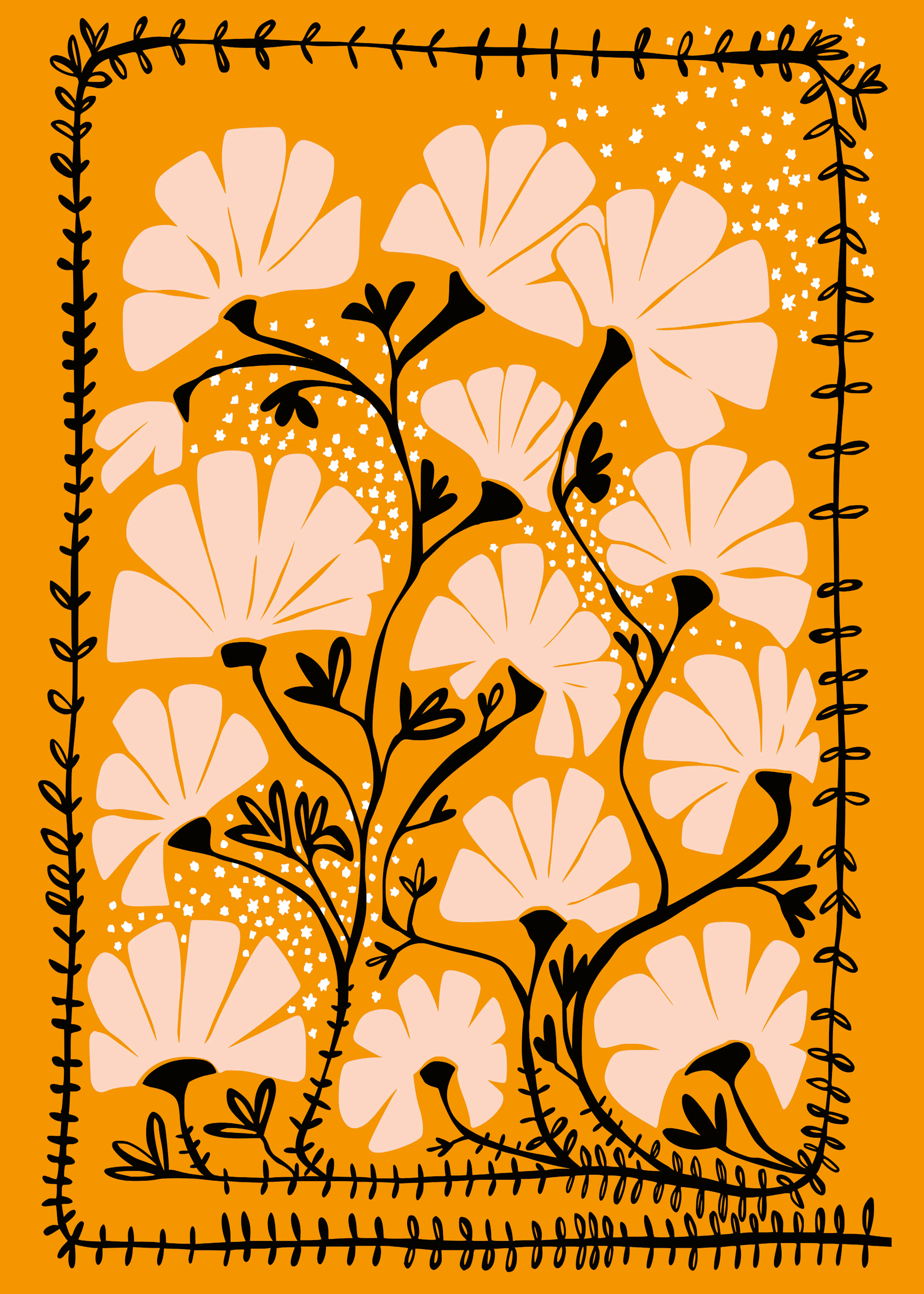 Vibrant Orange Floral Elegance Poster 0