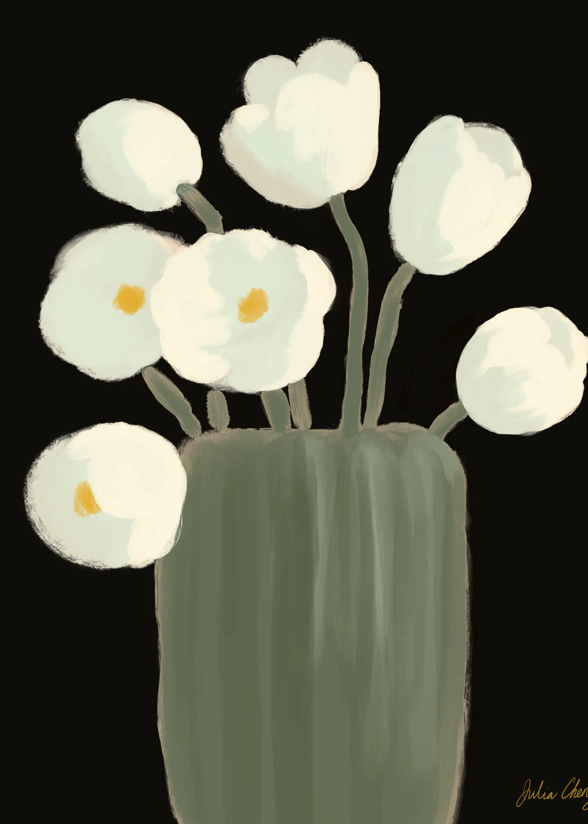 Chic White Elegant Blooms Poster 0