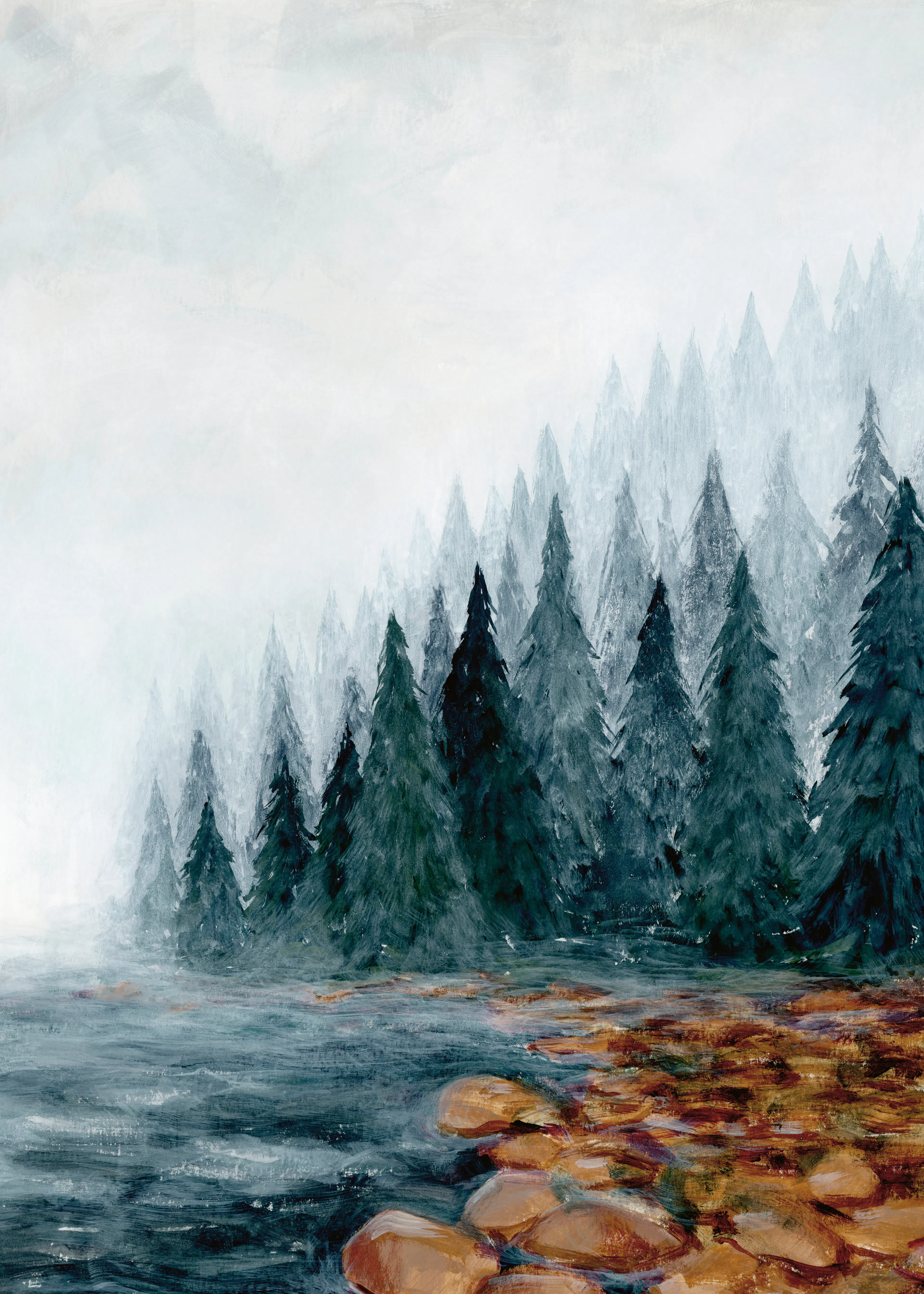 Mystical Green Misty Forest Poster 0