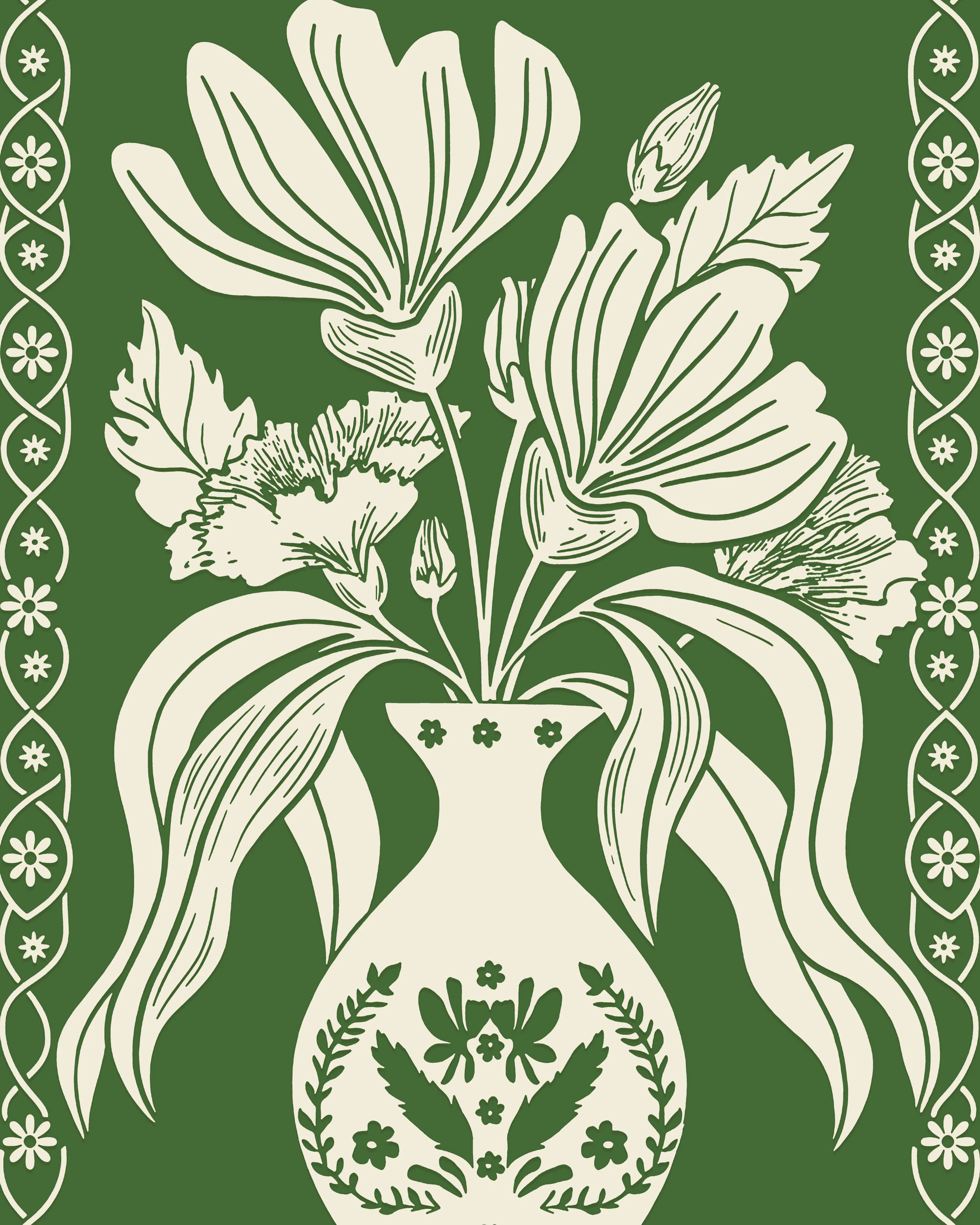 Eleganza Floreale Verde Elegante Poster 0