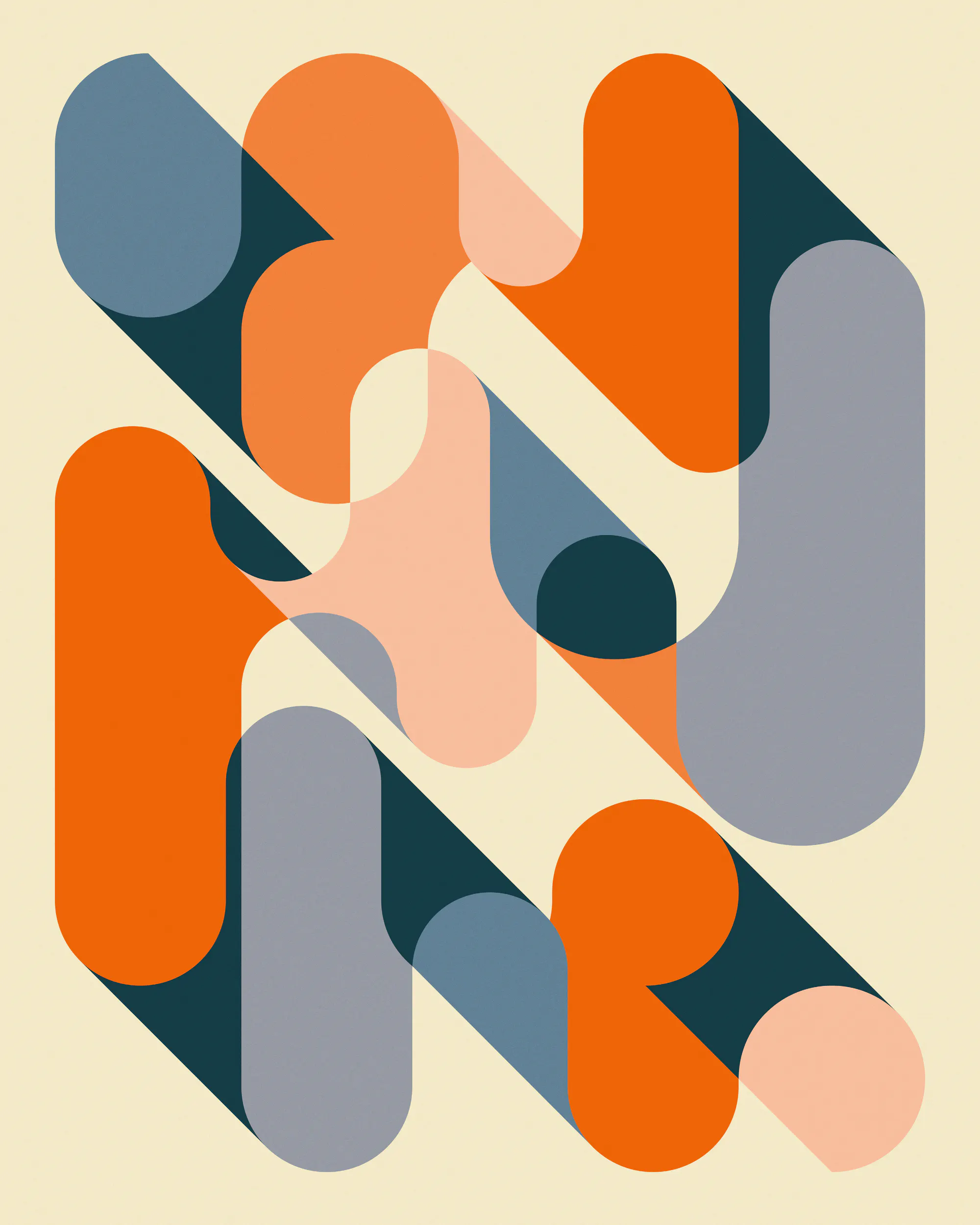 Géométrie Abstraite Orange Poster 0