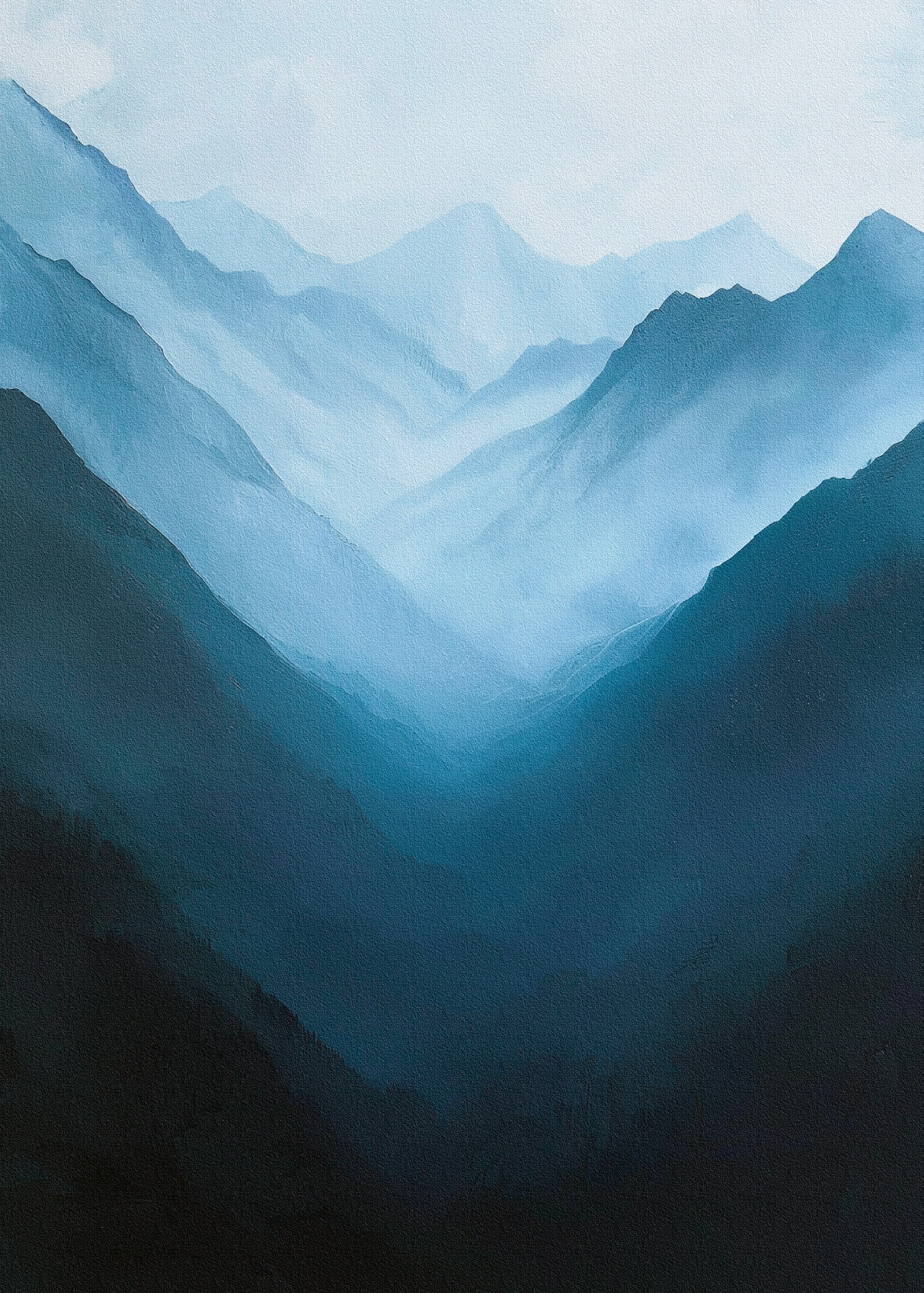 Montagnes Brumeuses Bleues Poster 0