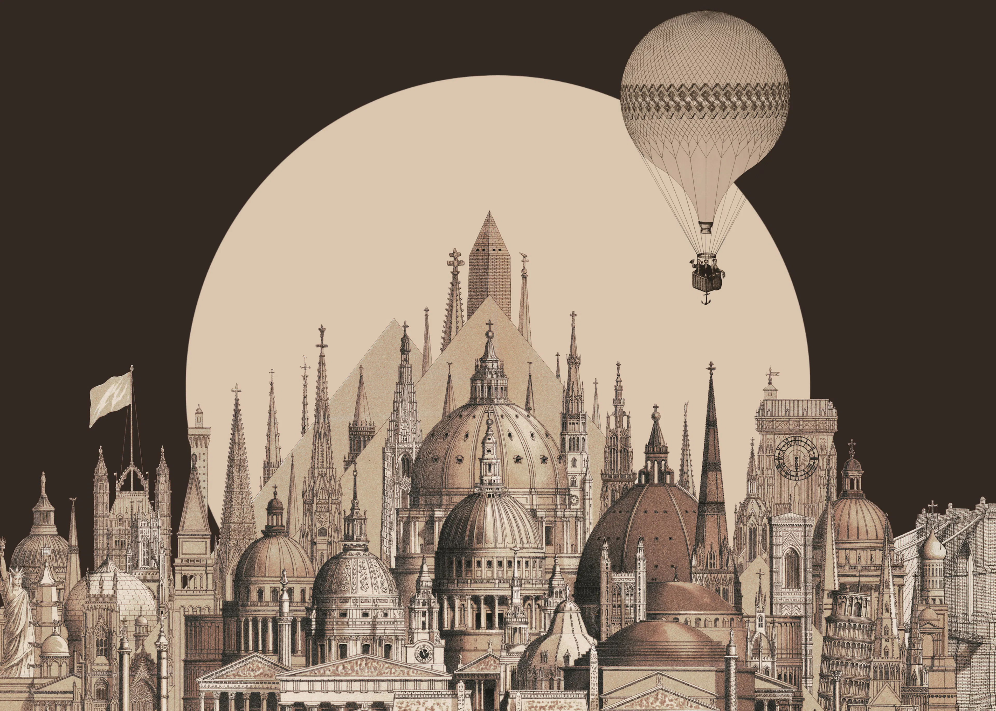 Paysage Urbain Vintage Beige Poster 0