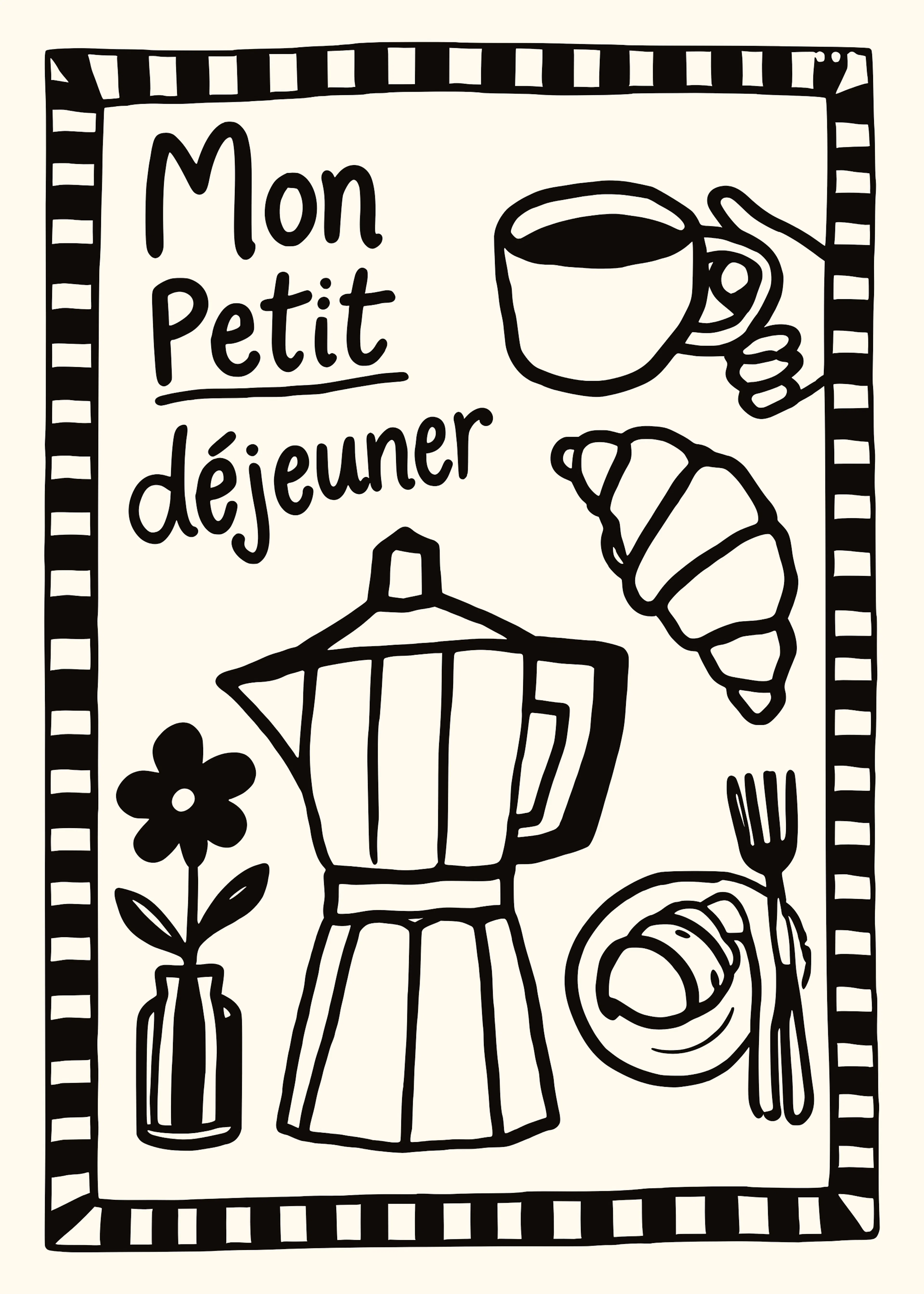 Petit-déjeuner Français Noir Poster 0