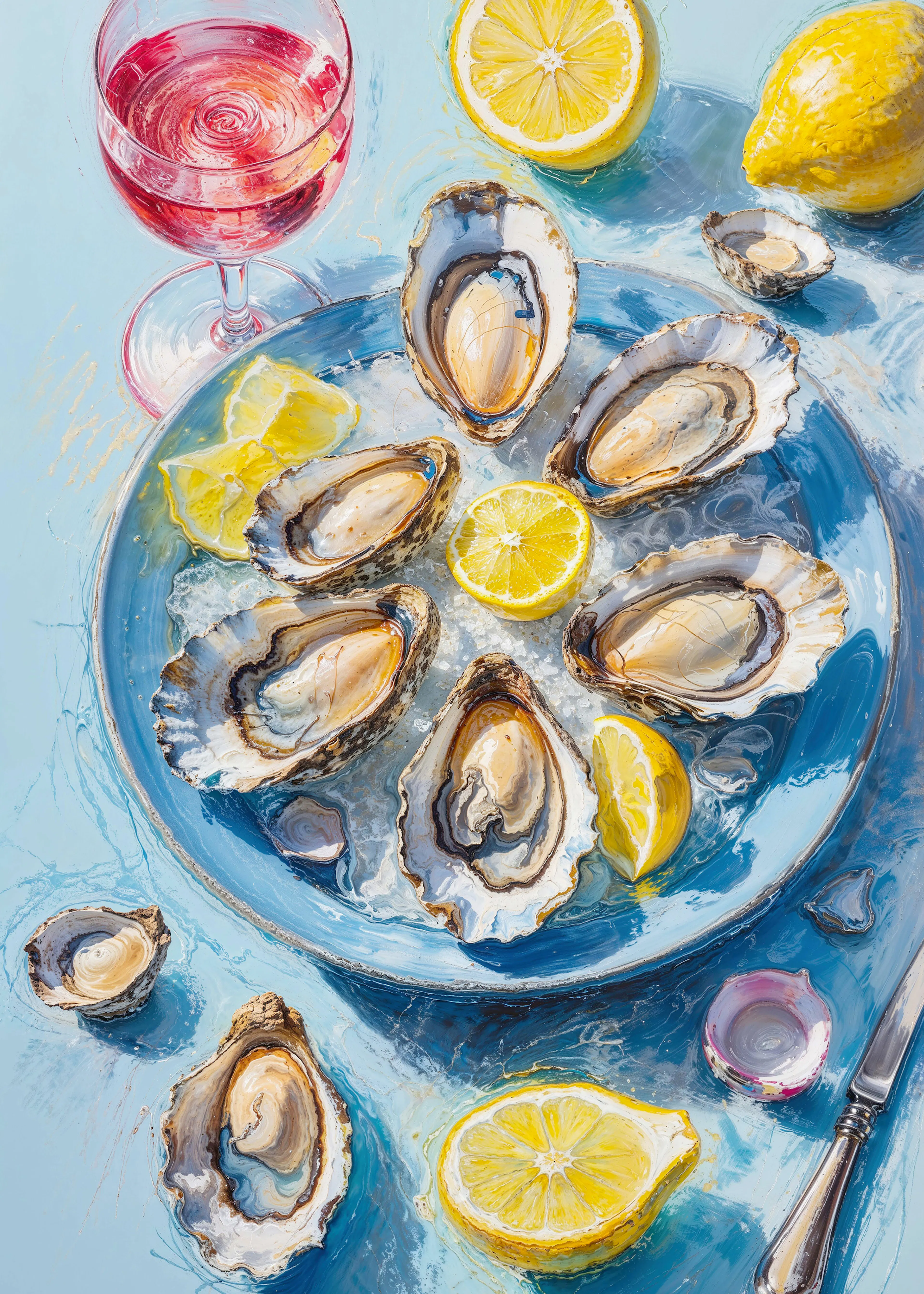 Blue Fresh Oysters Poster 0
