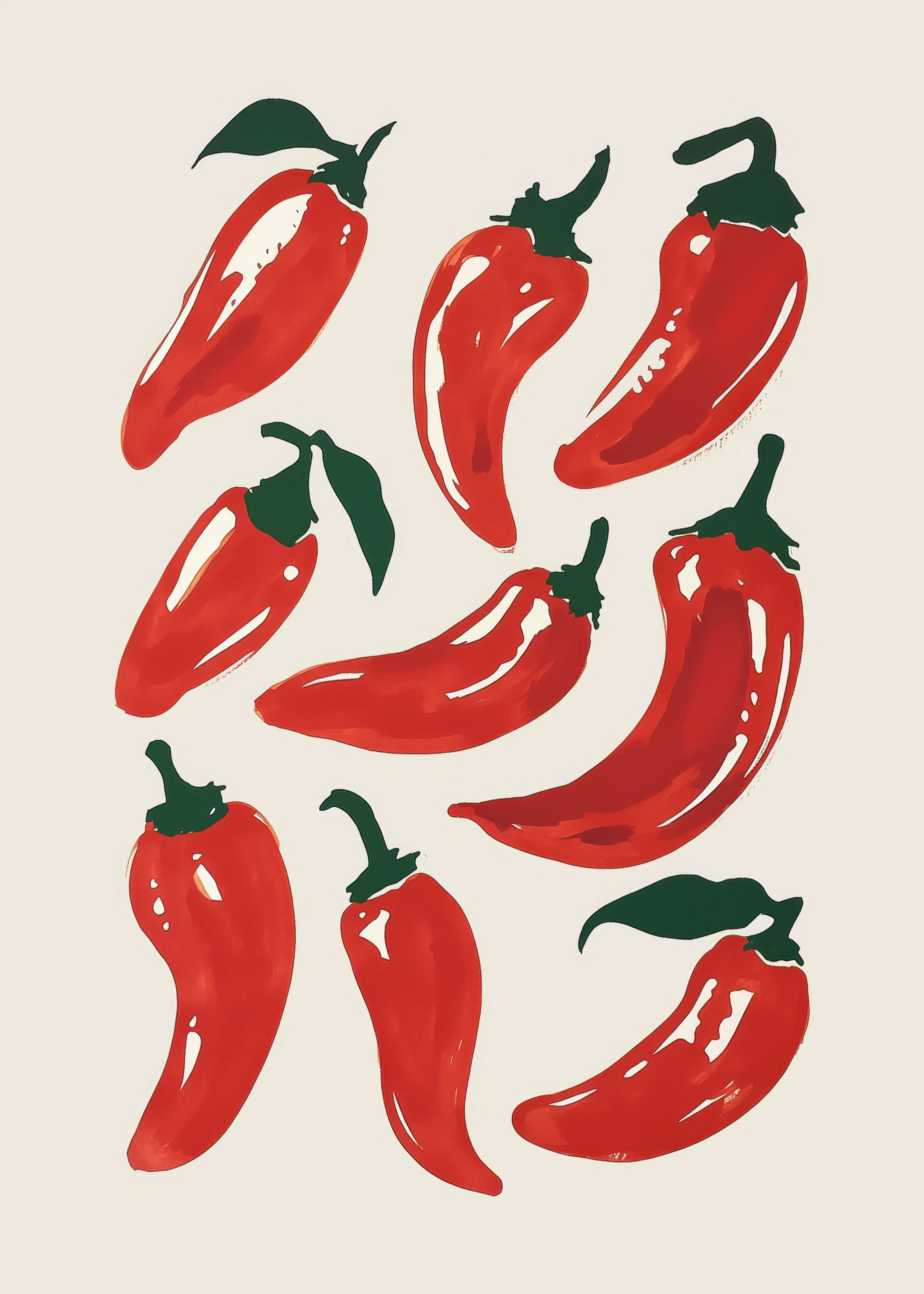 Red Spicy Peppers Poster 0