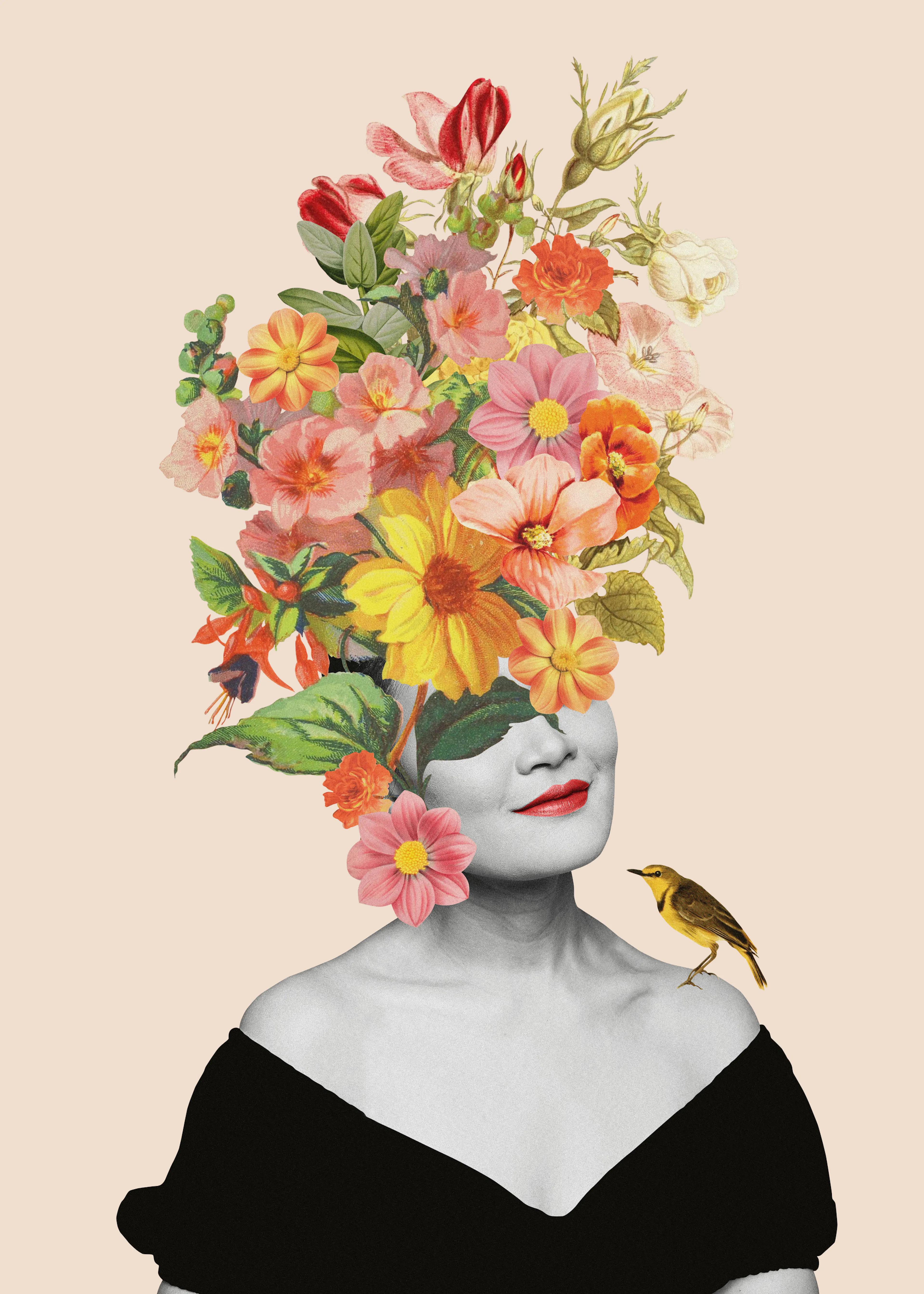 Élégance Florale Jaune Poster 0