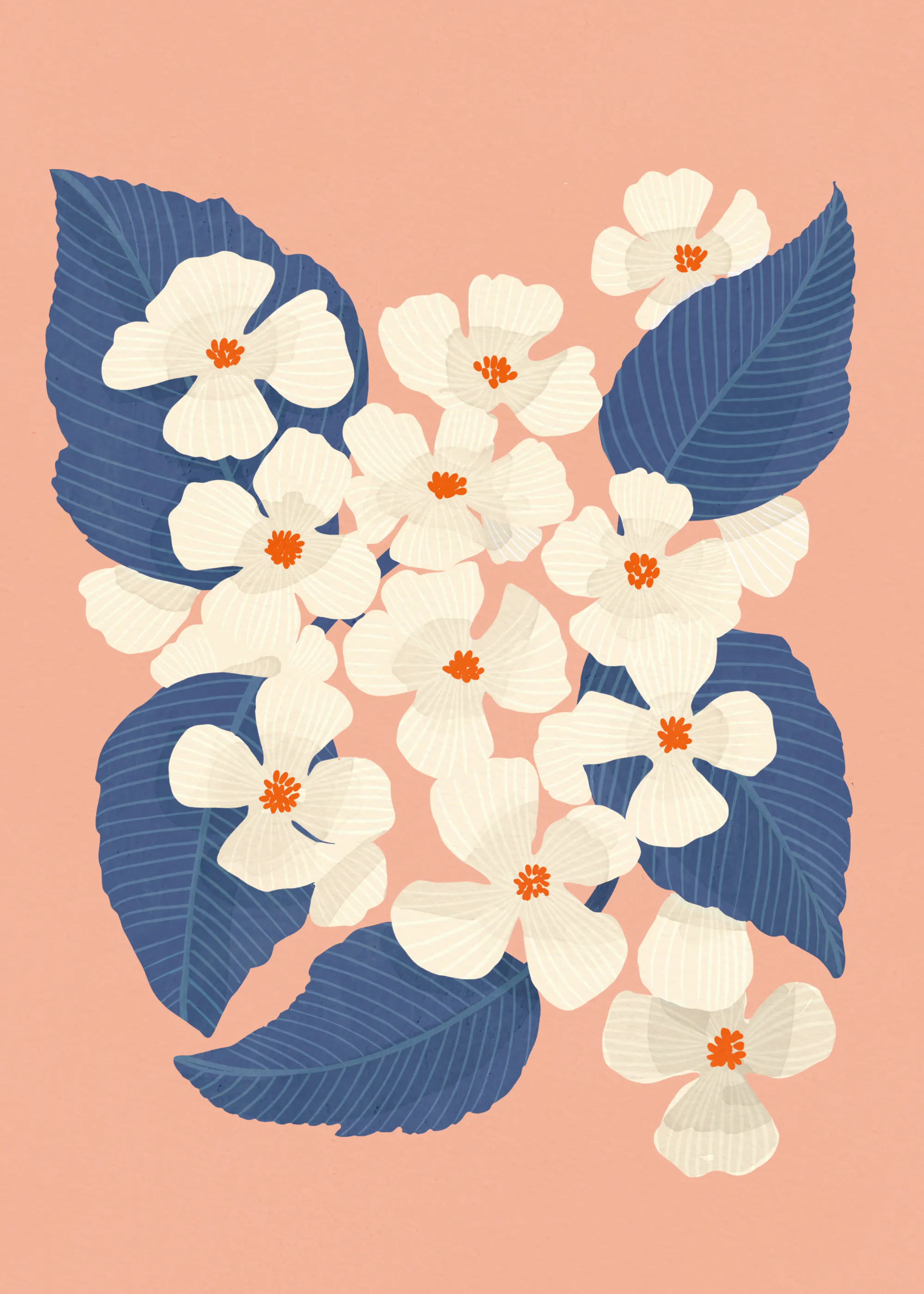 Elegante y Encantadora Elegancia Floral Azul Póster 0