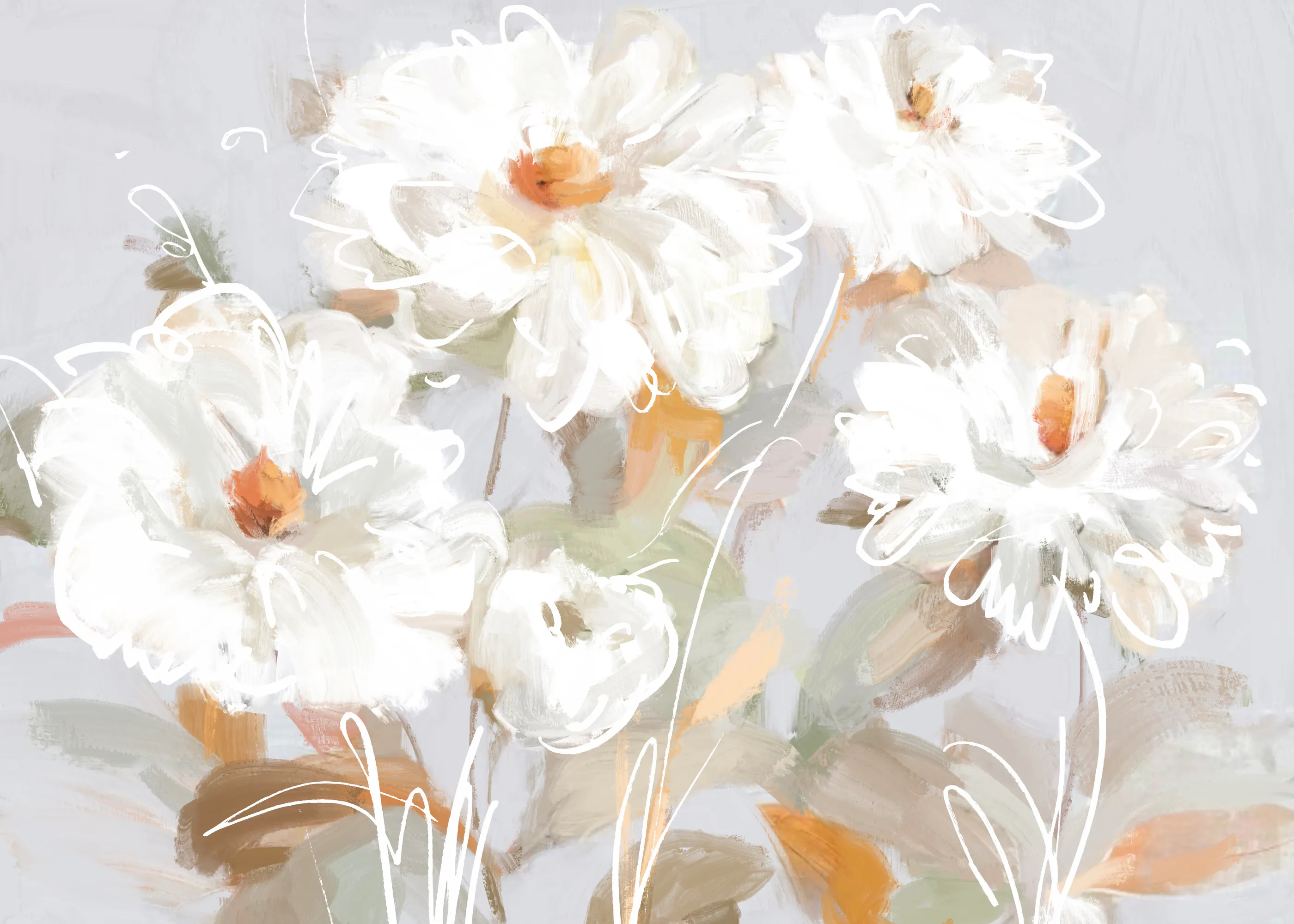 White Elegant Blooms Poster 0