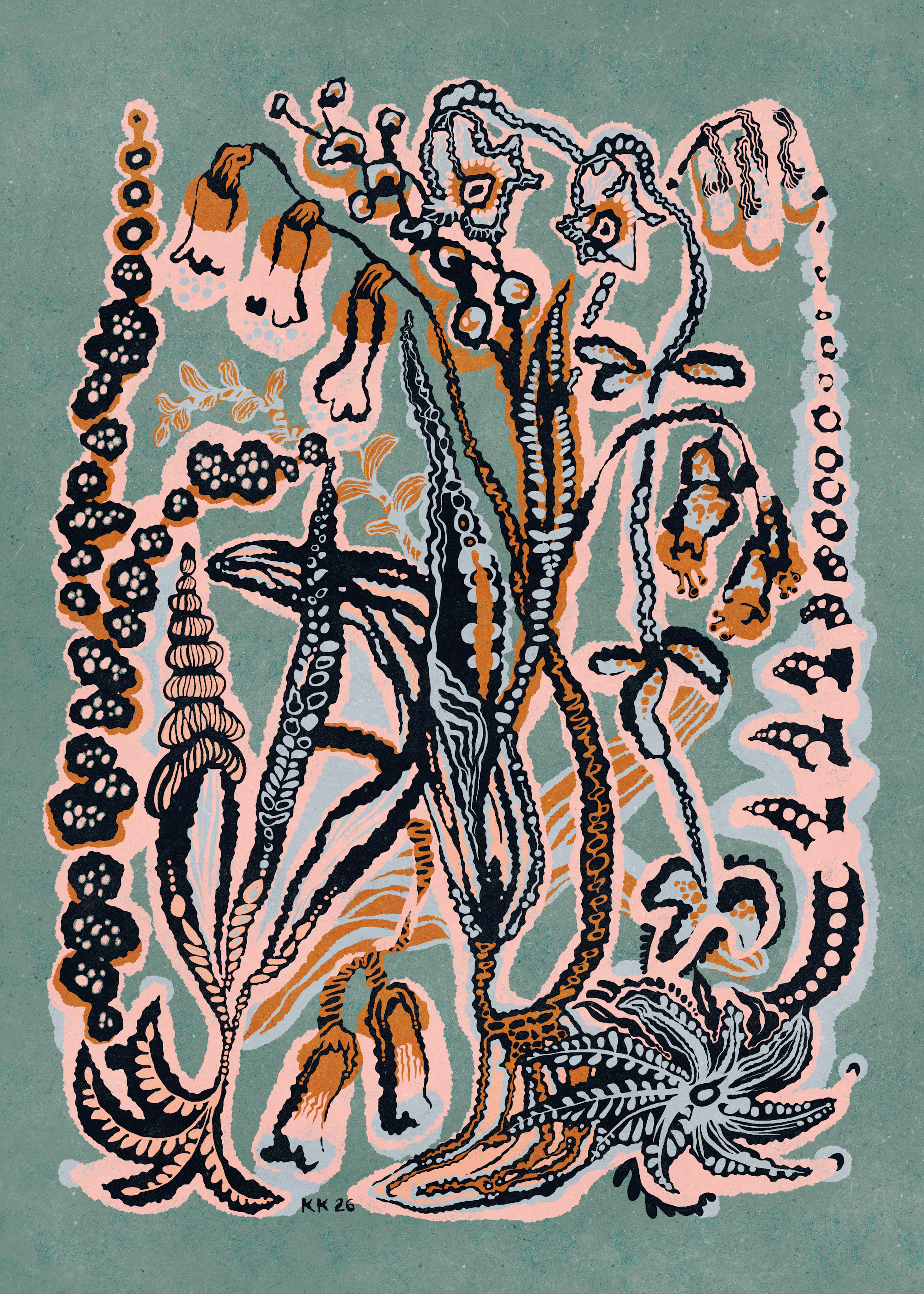 Élégance Botanique Pêche Poster 0